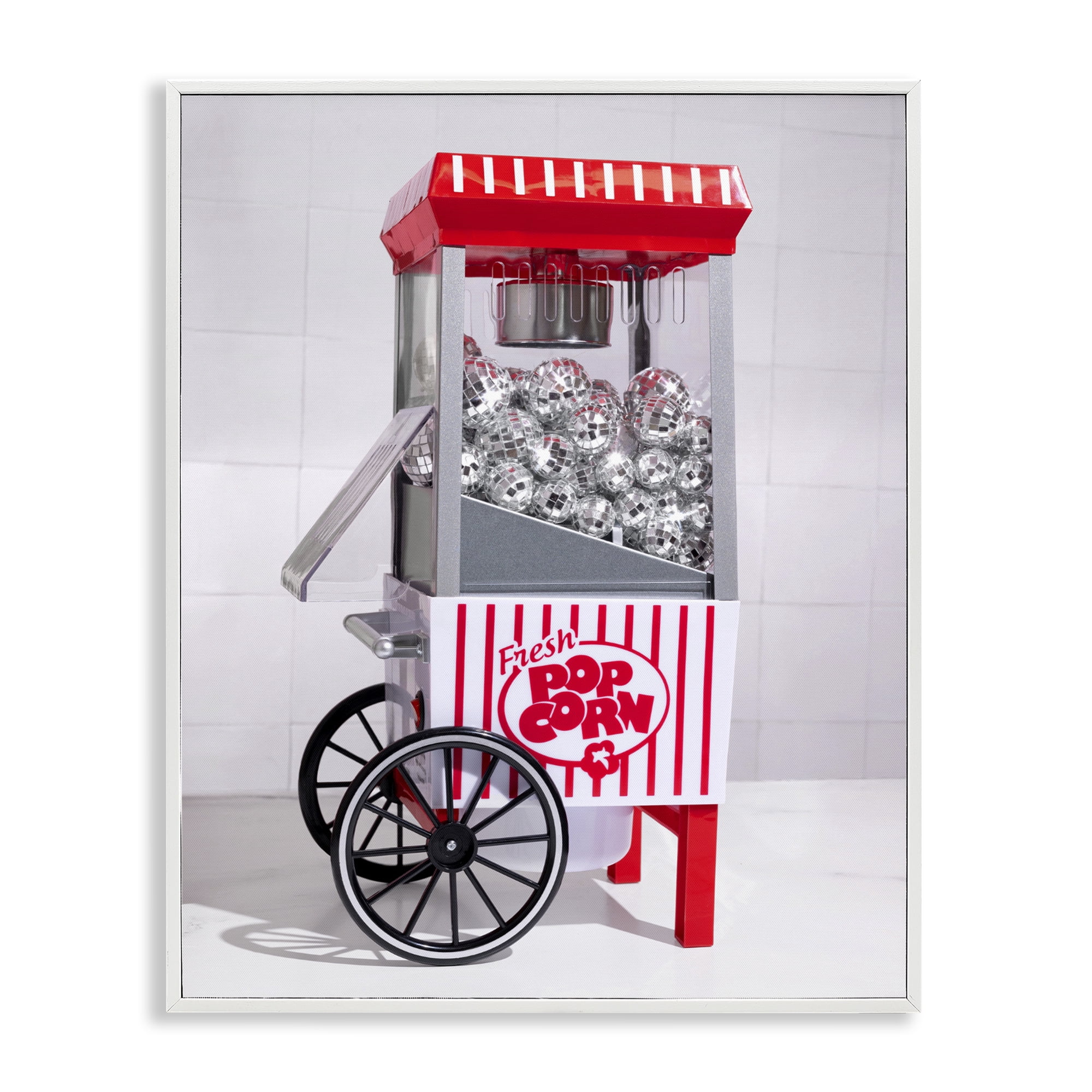 Stupell Industries Fun Disco Popcorn Machine White Framed Giclee Art, design by LISH Creative