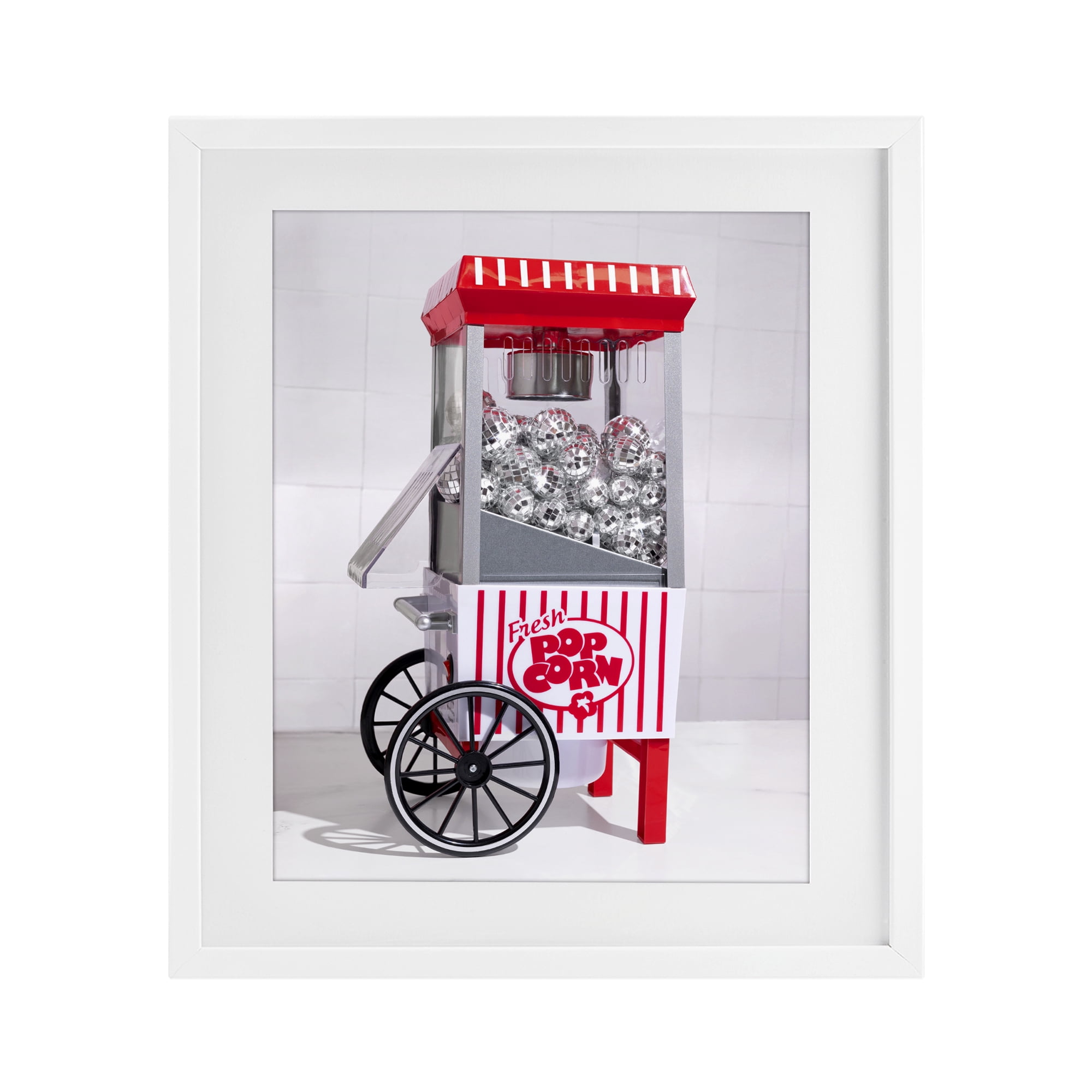 Stupell Industries Fun Disco Popcorn Machine White Framed Print Under Glass, design by LISH Creative