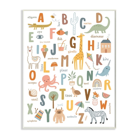Stupell Industries Fun Educational ABC Chart Cute Animals ,10 x 15,Designed by Nina Seven
