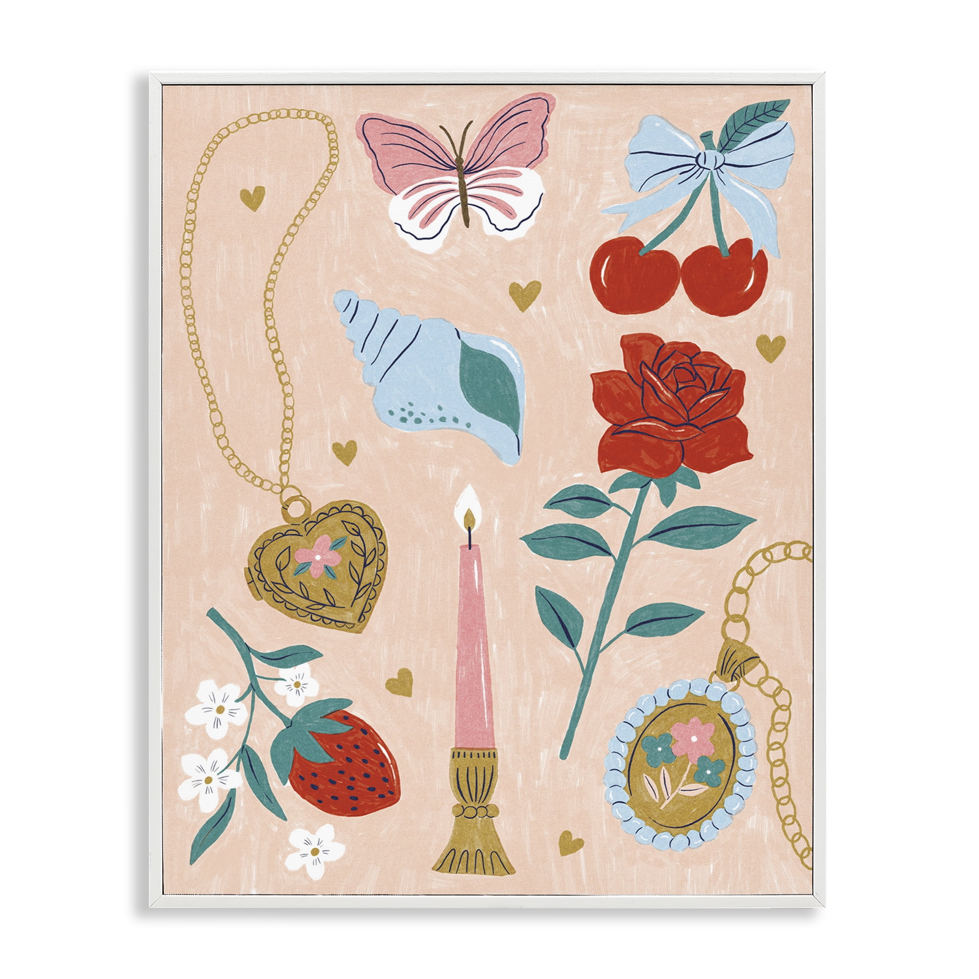Stupell Industries Fun Feminine Embellishments Plants & Flowers Painting White Framed Art Print Wall Art, 24 x 30