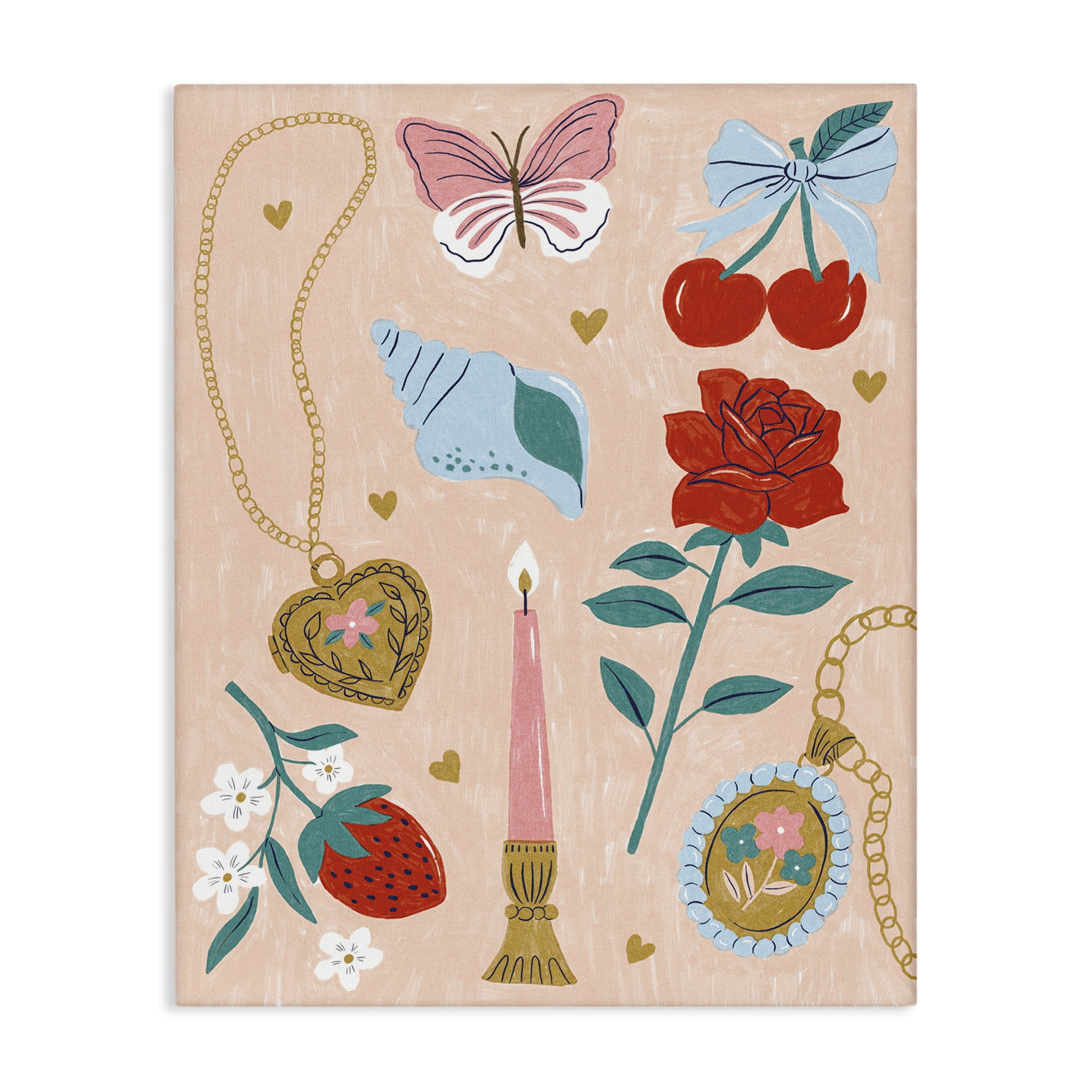 Stupell Industries Fun Feminine Embellishments Plants & Flowers Painting Wrapped Canvas Art Print Wall Art, 36 x 48