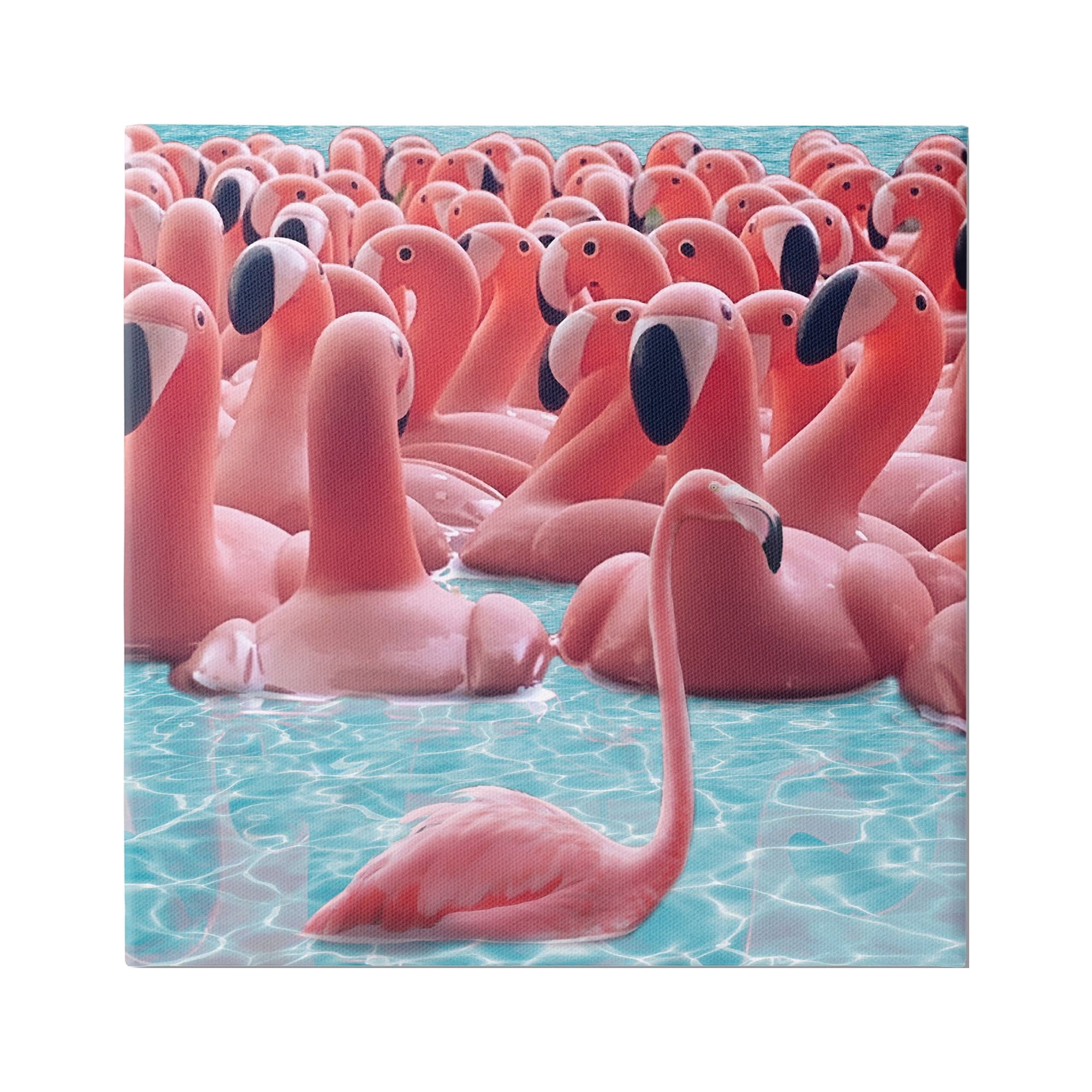 Stupell Industries Fun Flamingo Pool Toys Animals & Insects Painting Gallery Wrapped Canvas Art Print Wall Art, 24 x 24
