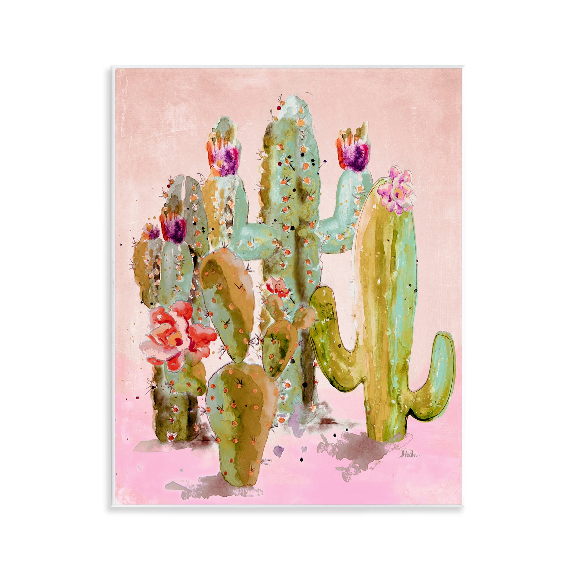 Stupell Industries Fun Floral Cacti Botanical & Floral Painting Unframed Art Print Wall Art, 11 x 14