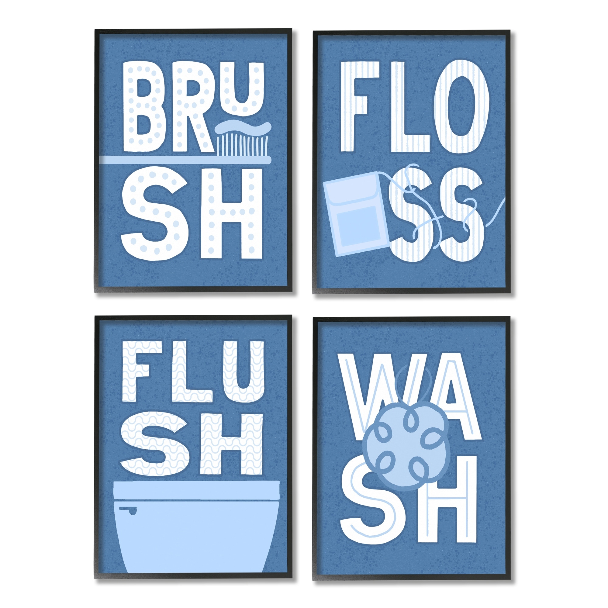 Stupell Industries Fun Flush and Floss Bathroom Hygiene Chores Dynamic Text ,11 x 14, Design by Raye Allison Creations