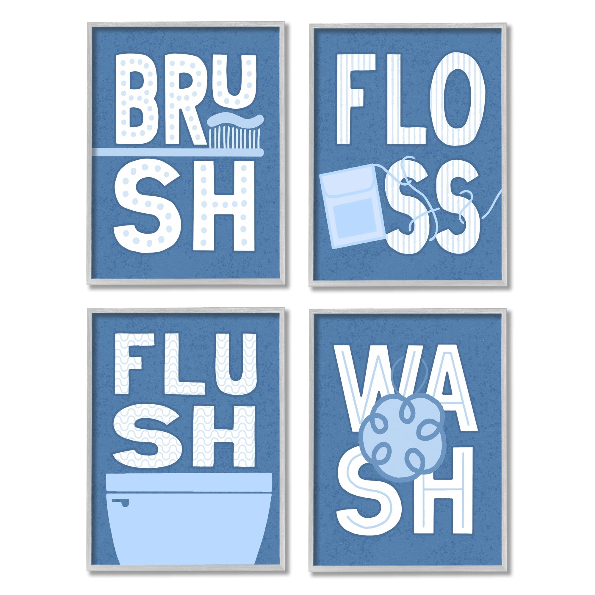 Stupell Industries Fun Flush and Floss Bathroom Hygiene Chores Dynamic Text ,16 x 20, Design by Raye Allison Creations