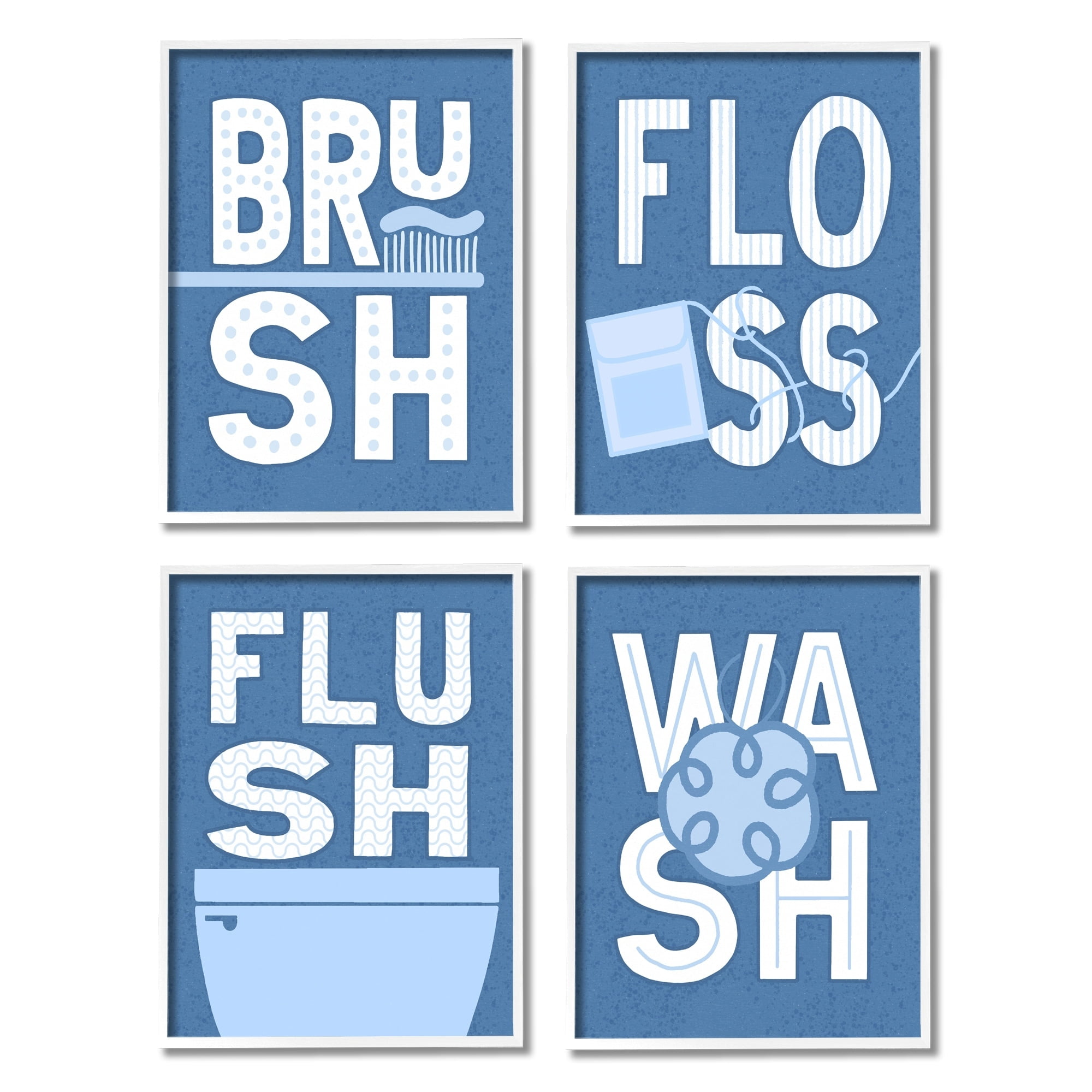 Stupell Industries Fun Flush and Floss Bathroom Hygiene Chores Dynamic Text ,16 x 20, Design by Raye Allison Creations