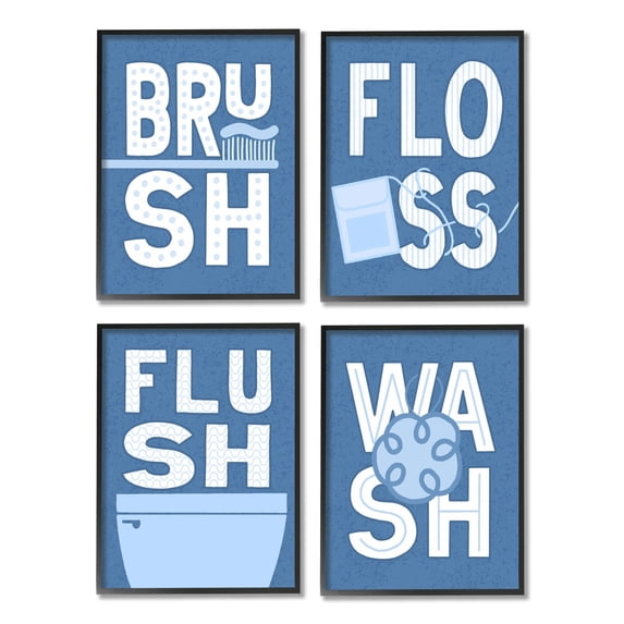 Stupell Industries Fun Flush and Floss Bathroom Hygiene Chores Dynamic Text ,16 x 20, Design by Raye Allison Creations