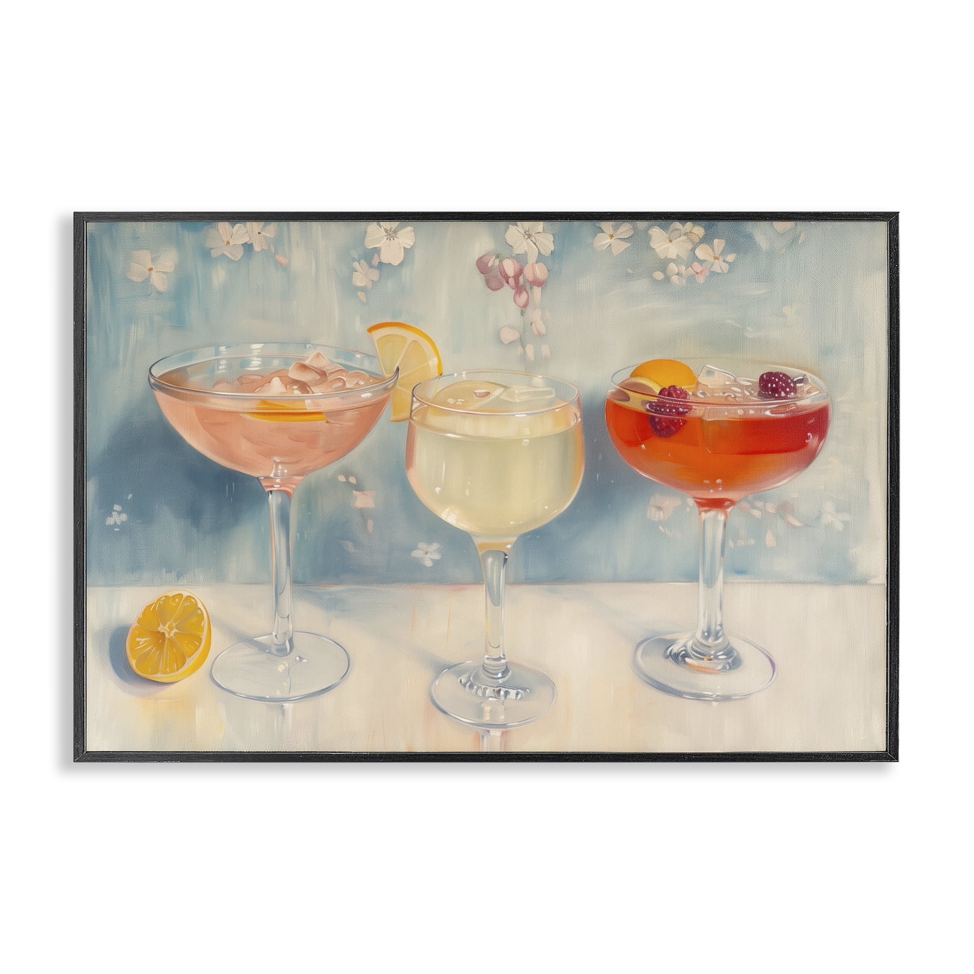Stupell Industries Fun Fruity Cocktails Food & Beverage Painting Black Framed Art Print Wall Art, 18 x 12