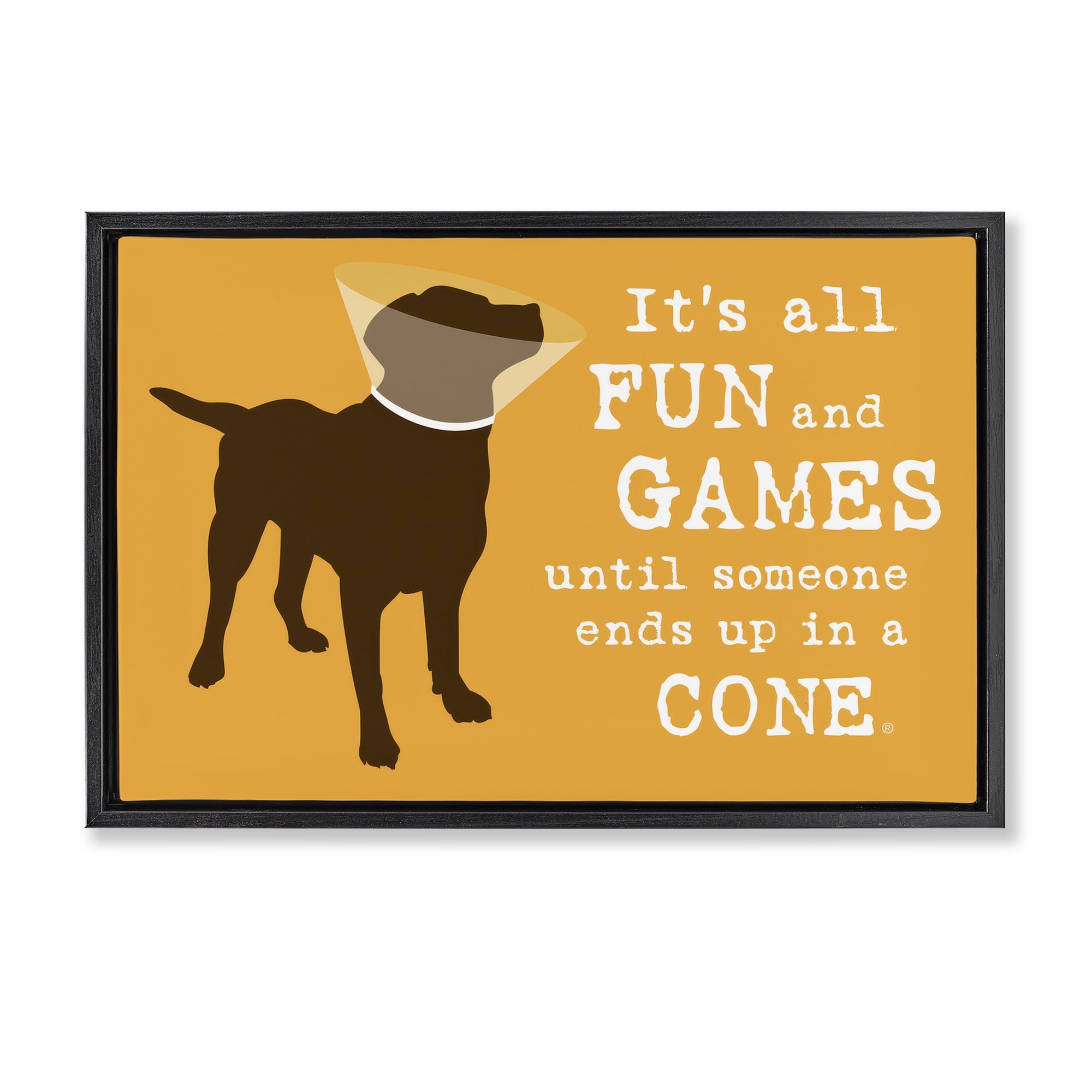 Stupell Industries Fun & Games Cone Animals Painting Black Floater Framed Canvas Art Print Wall Art, 31 x 21
