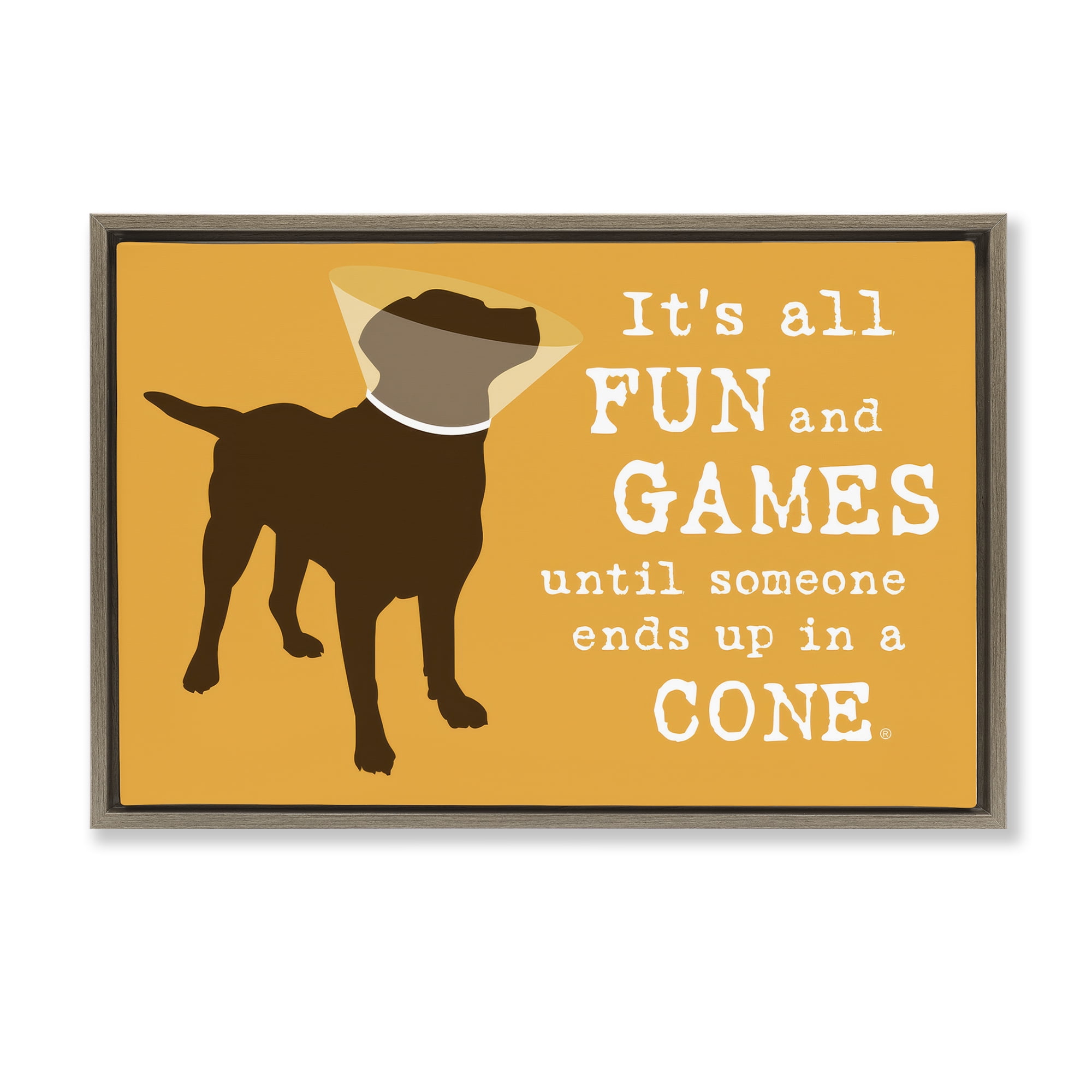 Stupell Industries Fun & Games Cone Animals Painting Brown Floater Framed Canvas Art Print Wall Art, 31 x 21