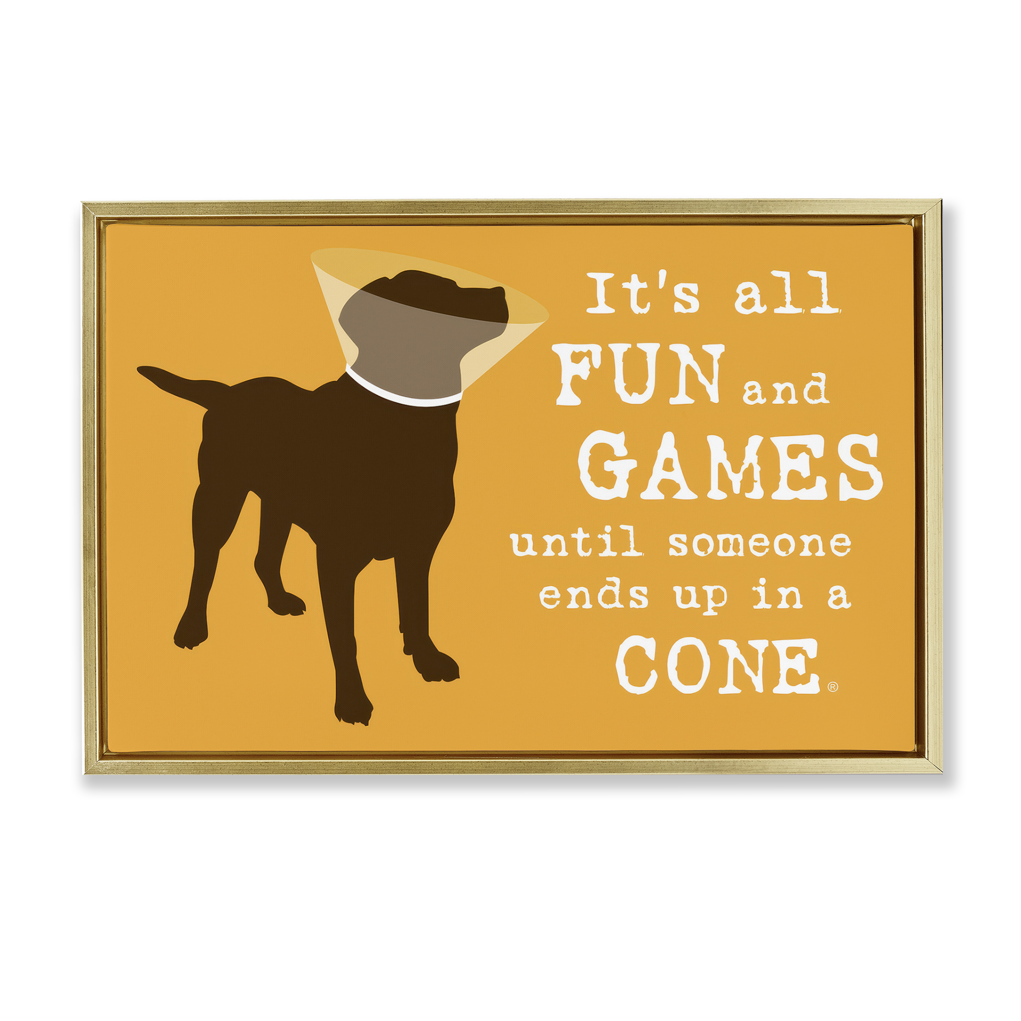 Stupell Industries Fun & Games Cone Animals Painting Gold Floater Framed Canvas Art Print Wall Art, 31 x 21