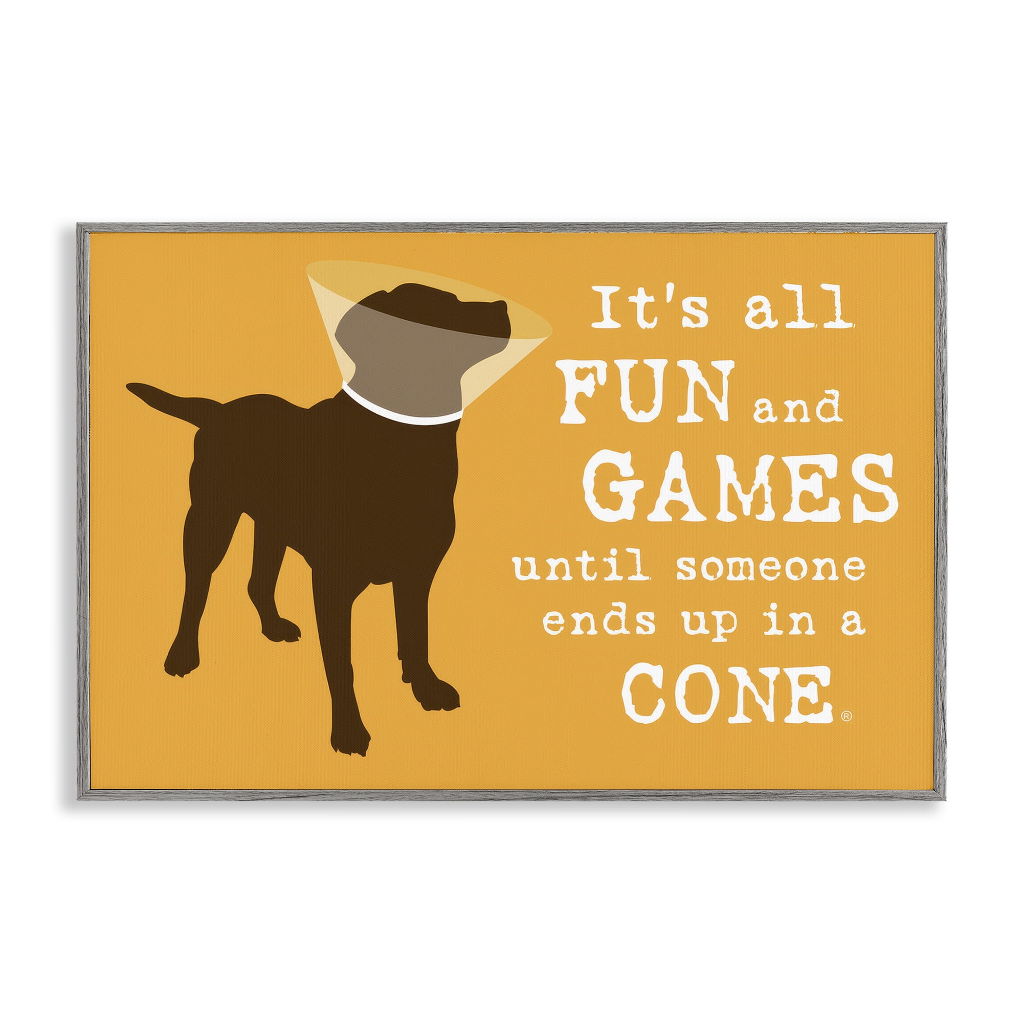 Stupell Industries Fun & Games Cone Animals Painting Gray Framed Art Print Wall Art, 30 x 20