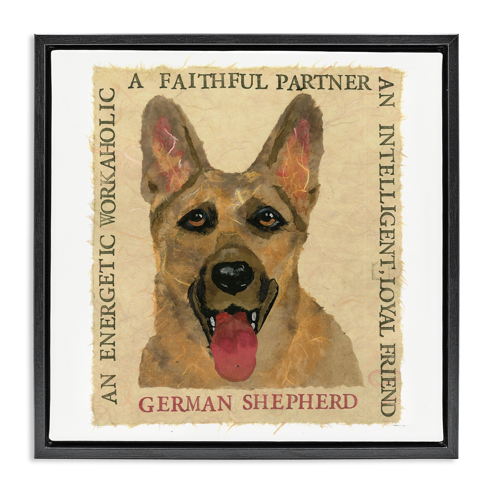 Stupell Industries Fun German Shepherd Phrases Animals Painting Black Floater Framed Canvas Art Print Wall Art, 25 x 25