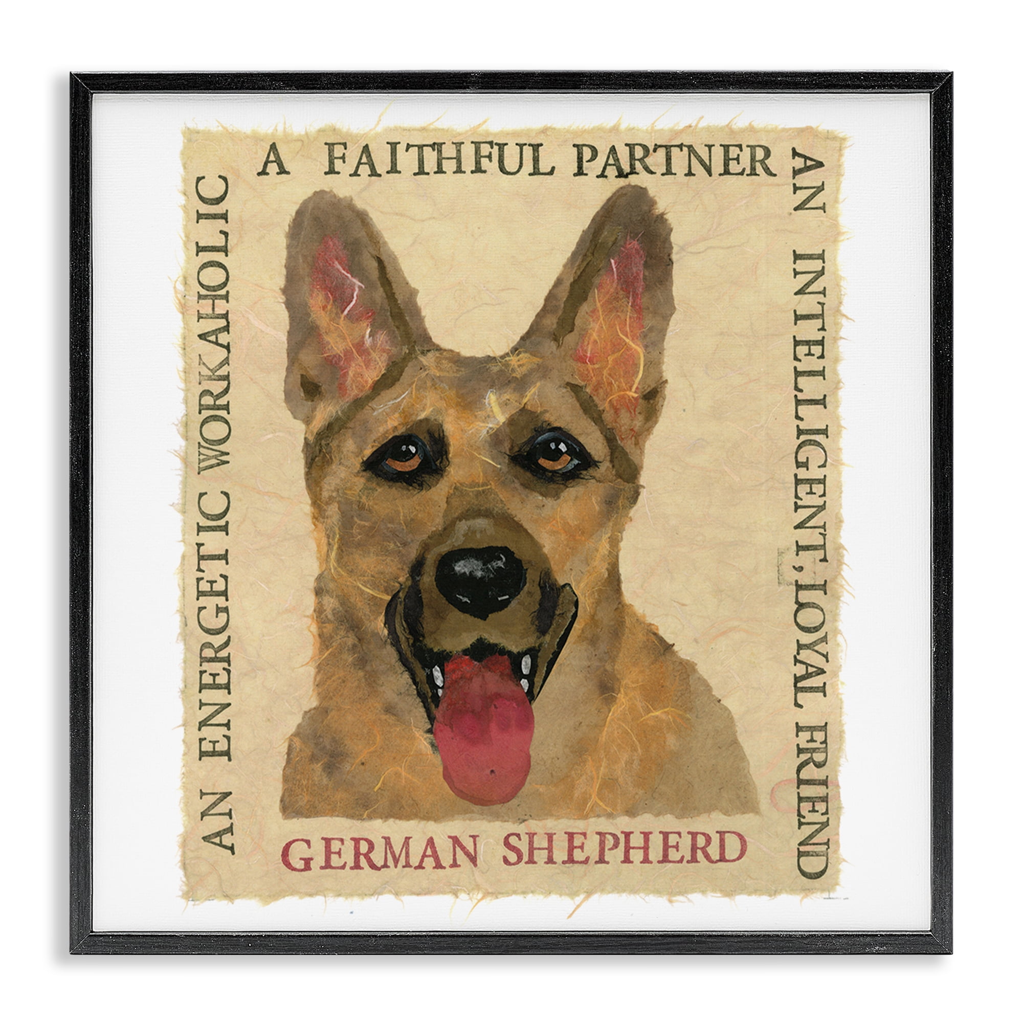 Stupell Industries Fun German Shepherd Phrases Animals Painting Black Framed Art Print Wall Art, 24 x 24