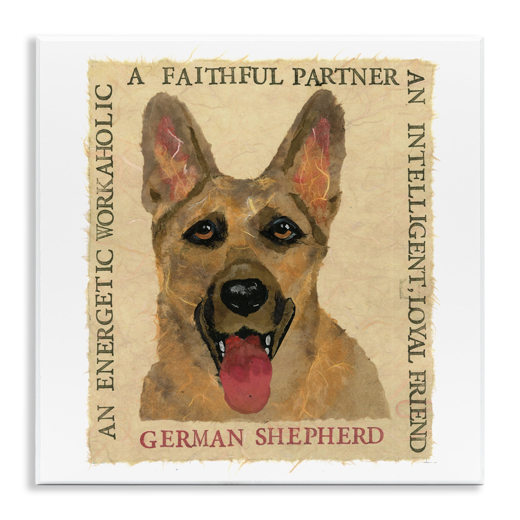 Stupell Industries Fun German Shepherd Phrases Animals Painting Unframed Art Print Wall Art, 12 x 12
