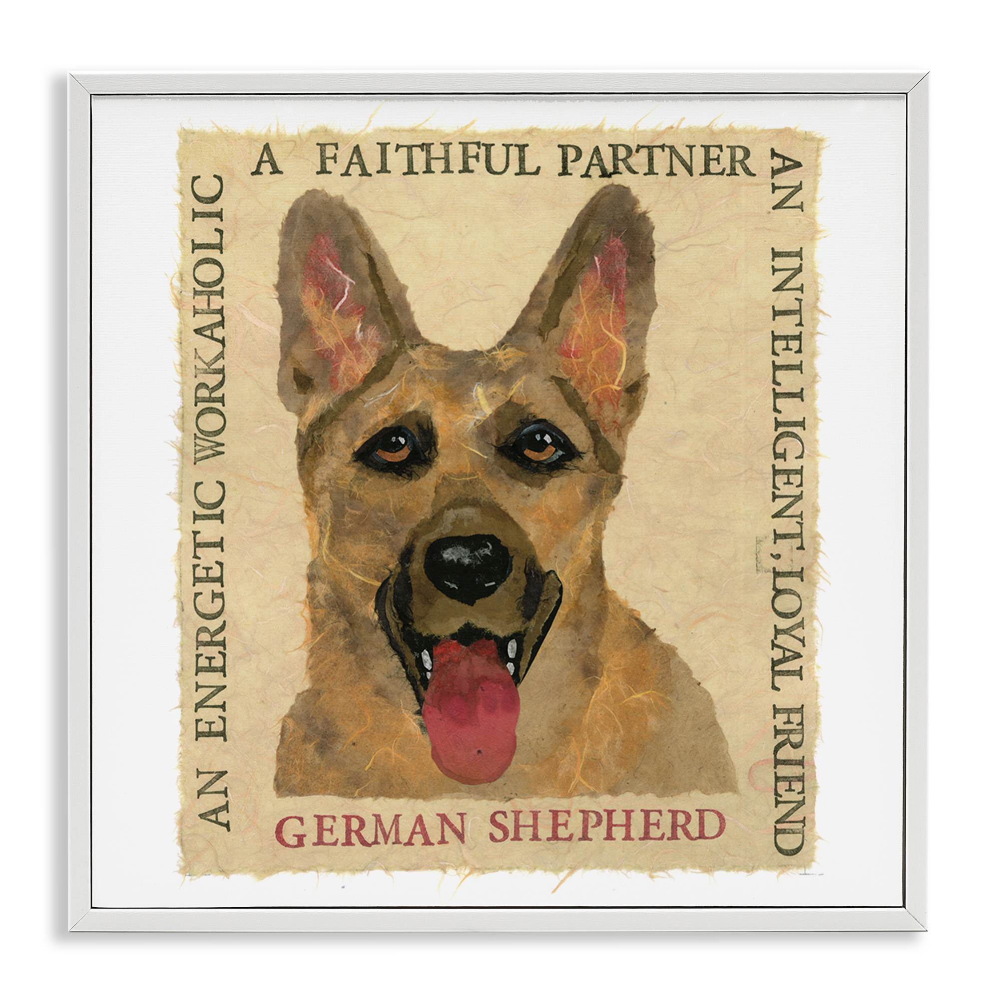 Stupell Industries Fun German Shepherd Phrases Animals Painting White Framed Art Print Wall Art, 24 x 24