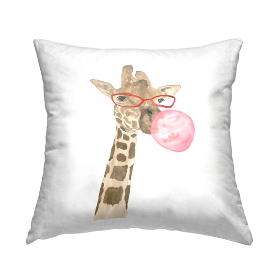 Stupell Industries Fun Giraffe Bubblegum Printed Throw Pillow Design by Lucille Price