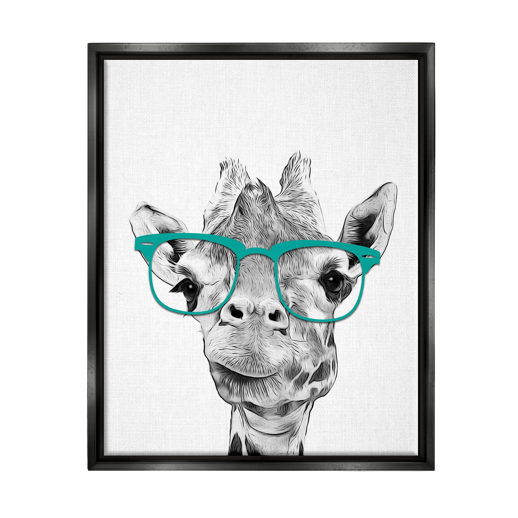 Stupell Industries Fun Giraffe In Glasses Animal Animals & Insects Painting Black Floater Framed Art Print Wall Art