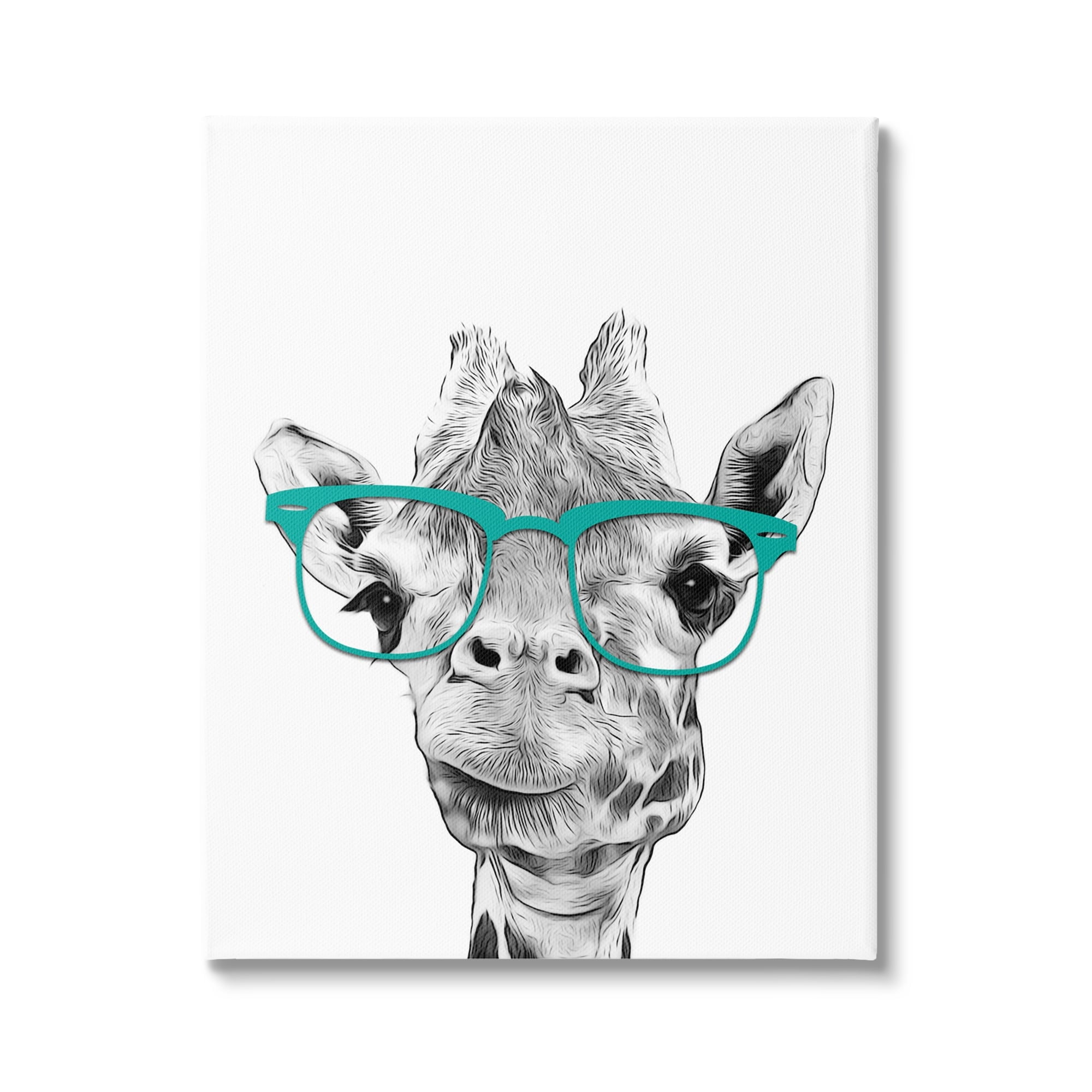 Stupell Industries Fun Giraffe In Glasses Animal Animals & Insects Painting Gallery Wrapped Canvas Print Wall Art