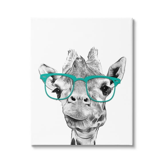 Stupell Industries Fun Giraffe In Glasses Animal Animals & Insects Painting Gallery Wrapped Canvas Print Wall Art