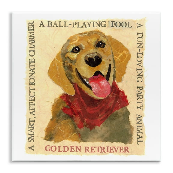 Stupell Industries Fun Golden Retriever Phrases Animals Painting Unframed Art Print Wall Art, 12 x 12