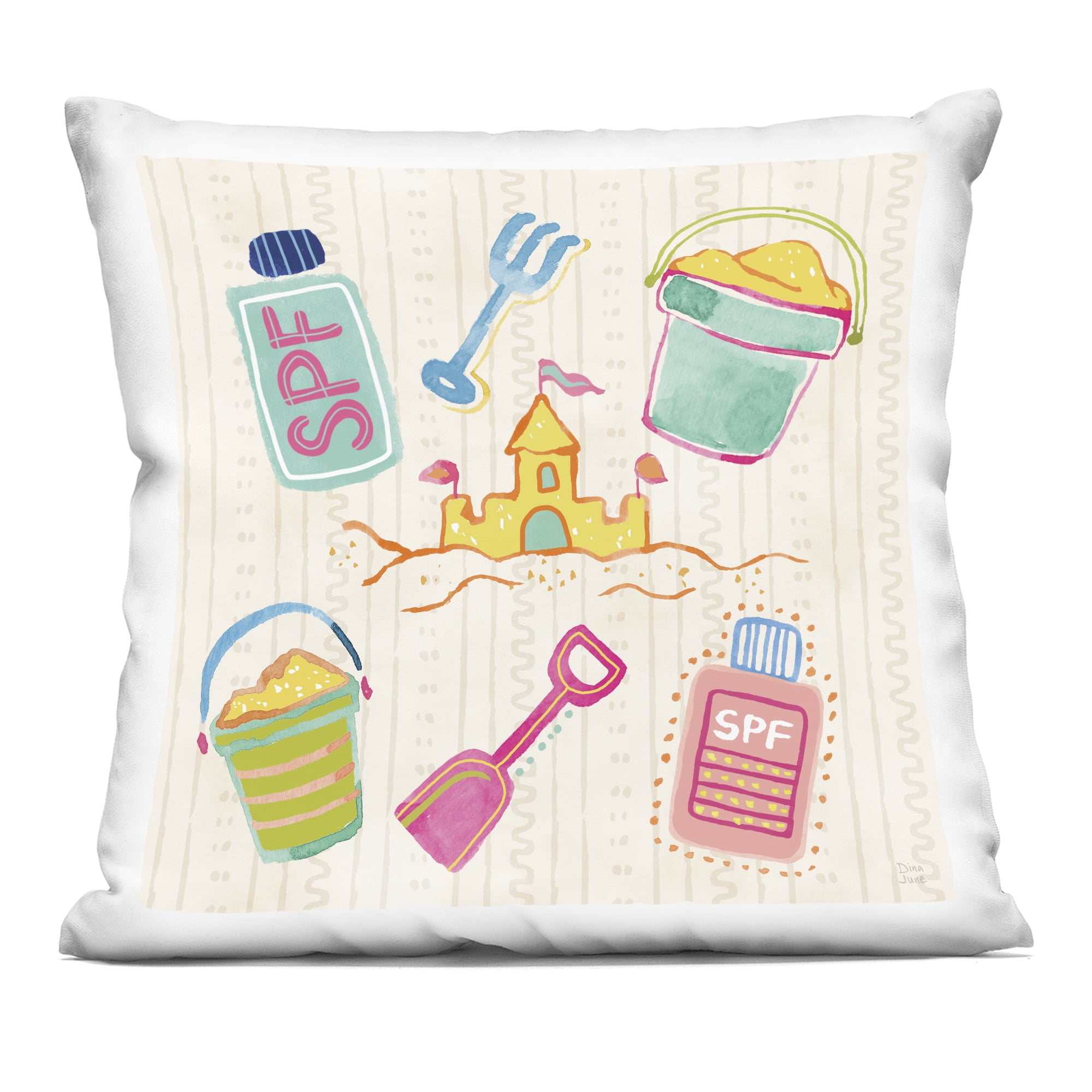 Stupell Industries Fun In The Sun Beach Pails Decorative Printed Throw Pillow, design by Dina June, 18 x 7 x 18