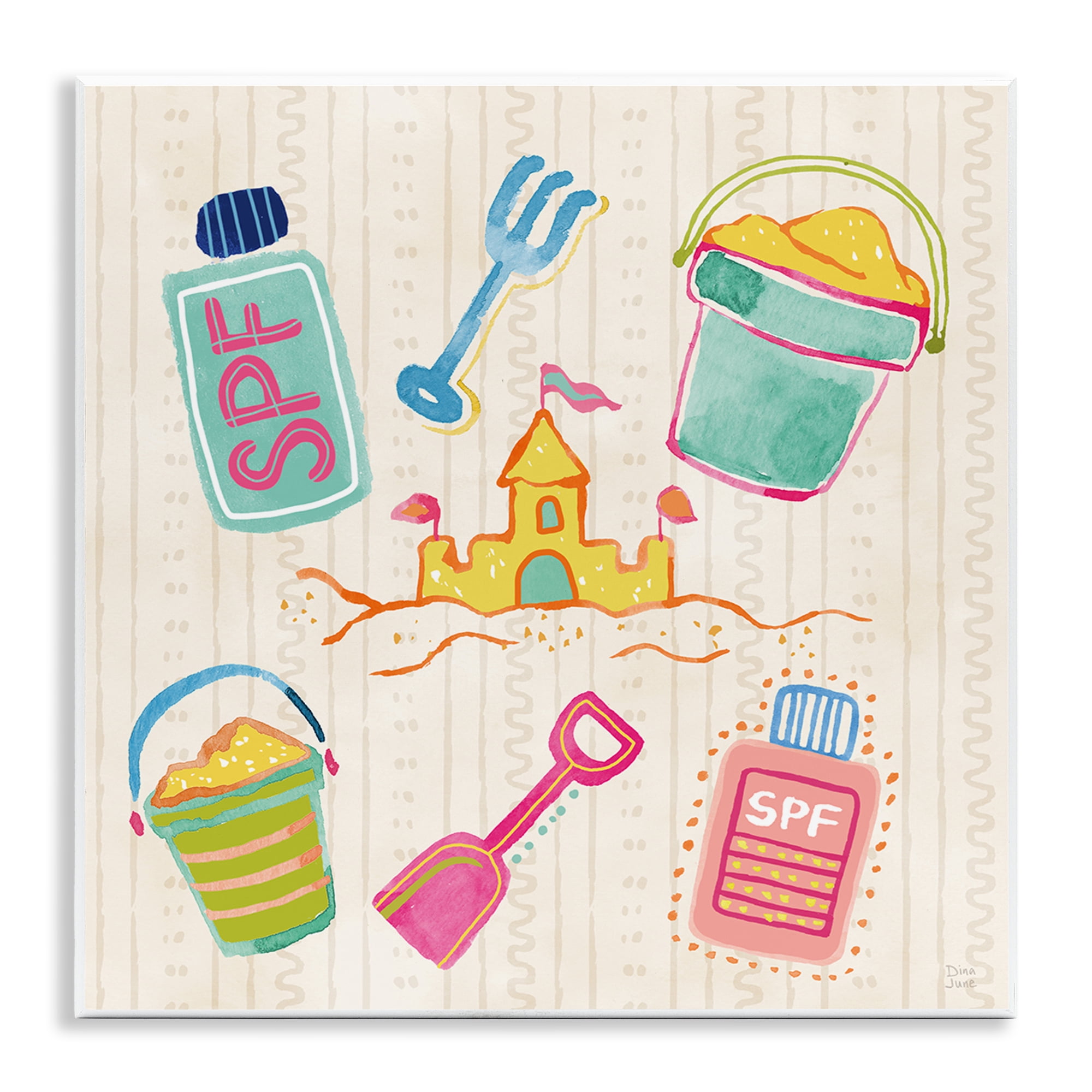 Stupell Industries Fun In The Sun Beach Pails Wall Plaque Art, design by Dina June