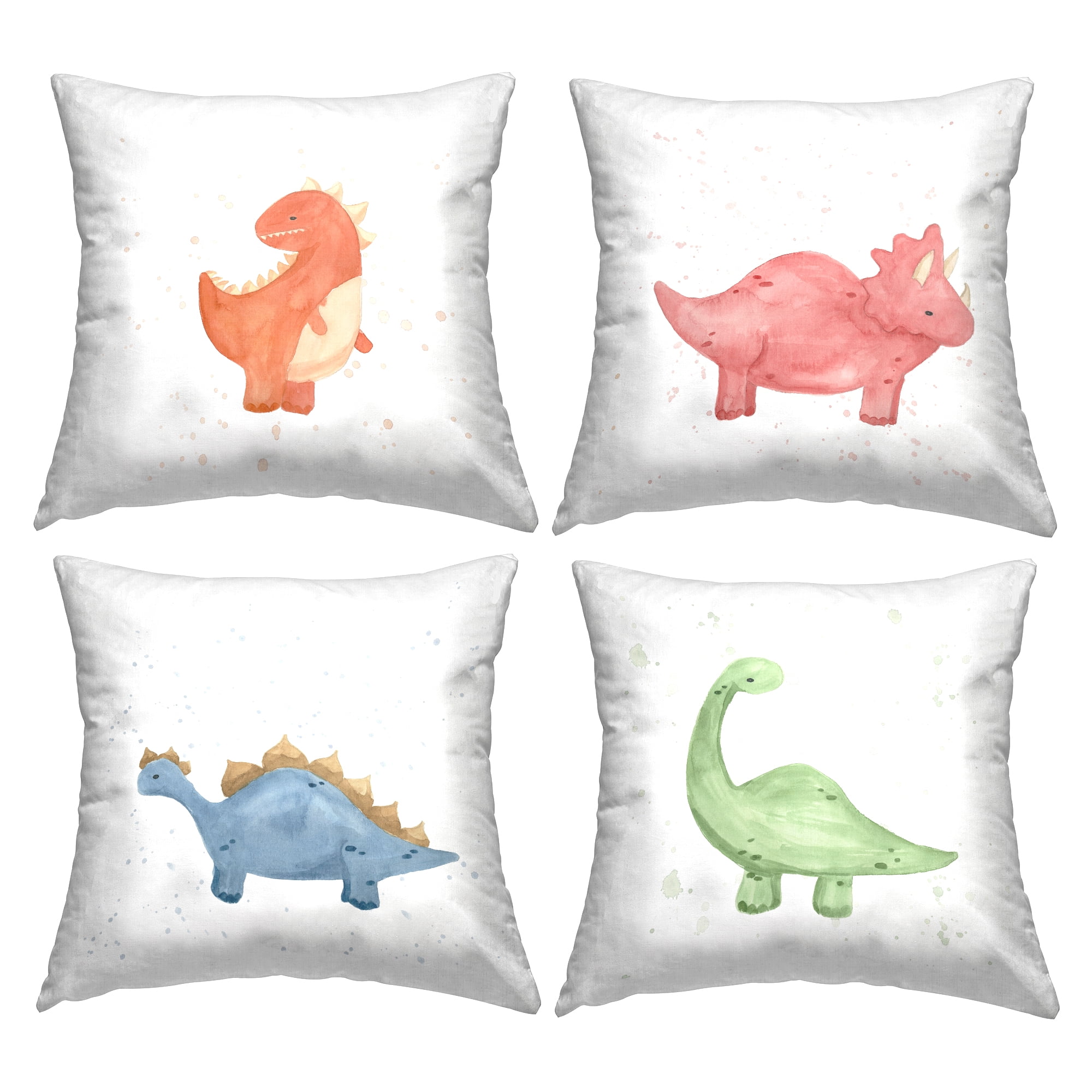 Stupell Industries Fun Kids Whimsical Dinosaurs Printed Throw Pillow Design by Lucille Price (Set of 4)