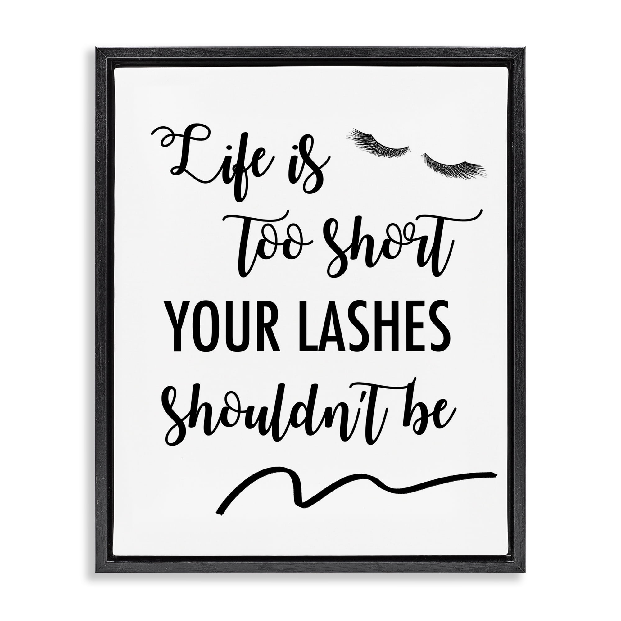 Stupell Industries Fun Lashes Phrase Beauty & Fashion Painting Black Floater Framed Art Print Wall Art, 25 x 31