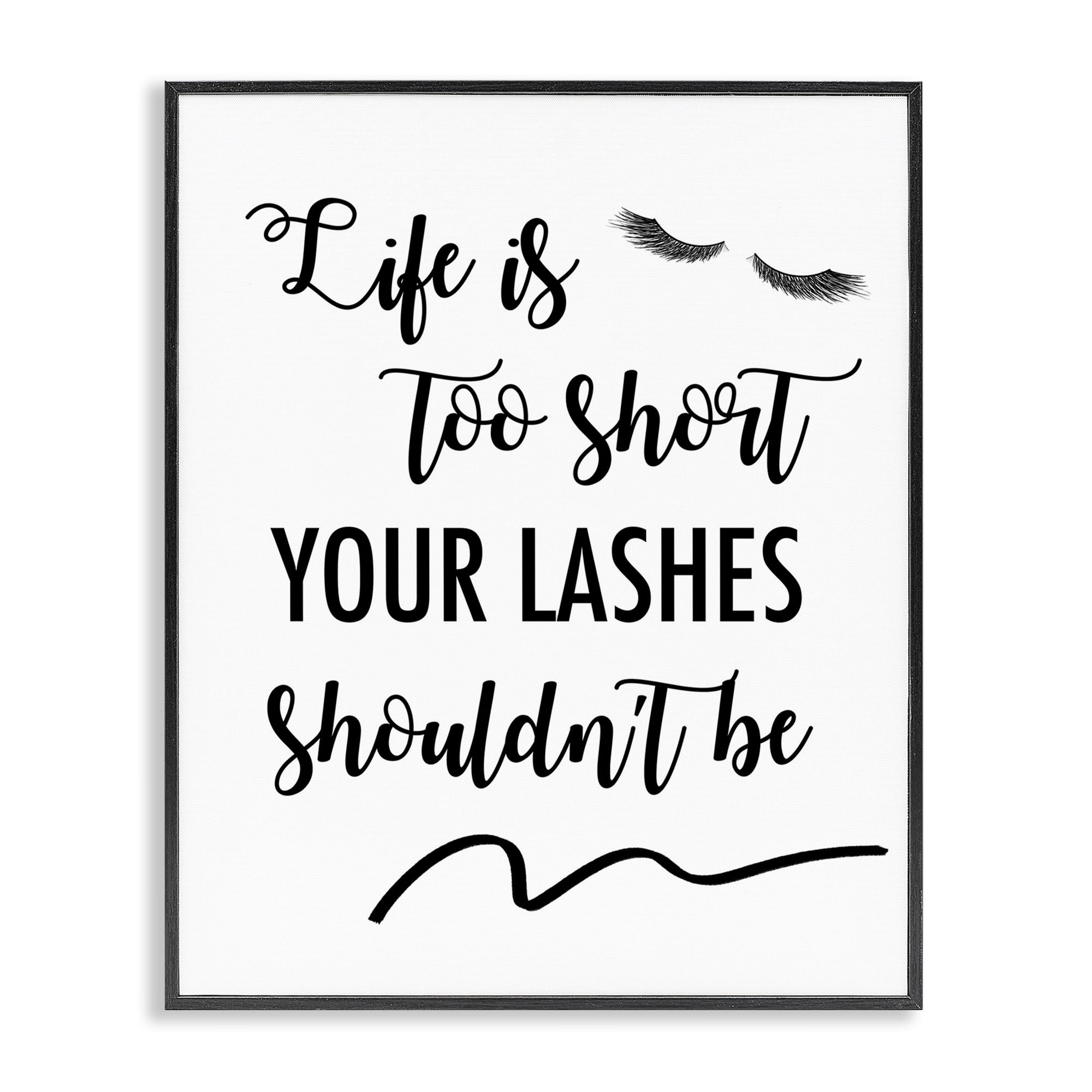 Stupell Industries Fun Lashes Phrase Beauty & Fashion Painting Black Framed Art Print Wall Art, 16 x 20