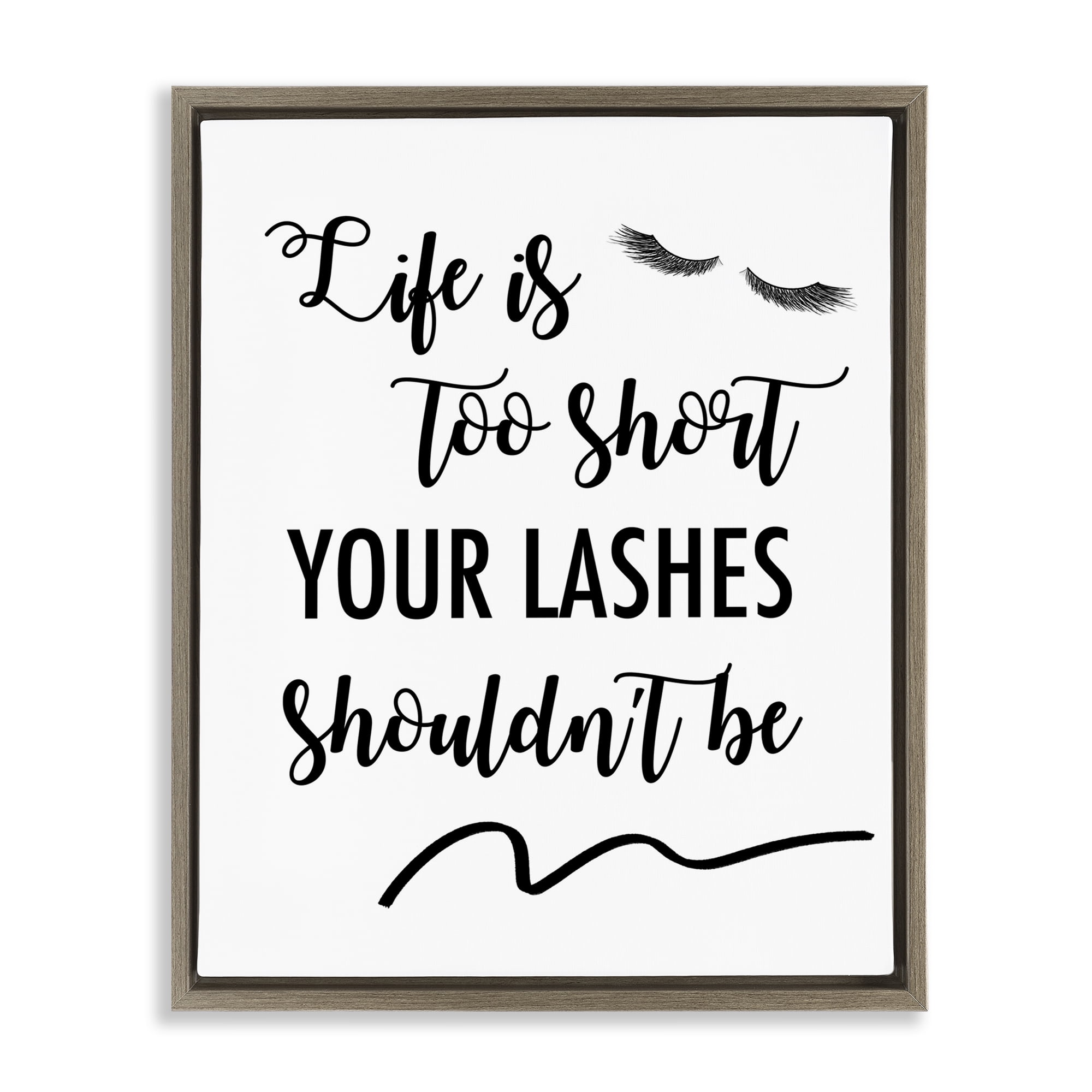 Stupell Industries Fun Lashes Phrase Beauty & Fashion Painting Brown Floater Framed Art Print Wall Art, 25 x 31