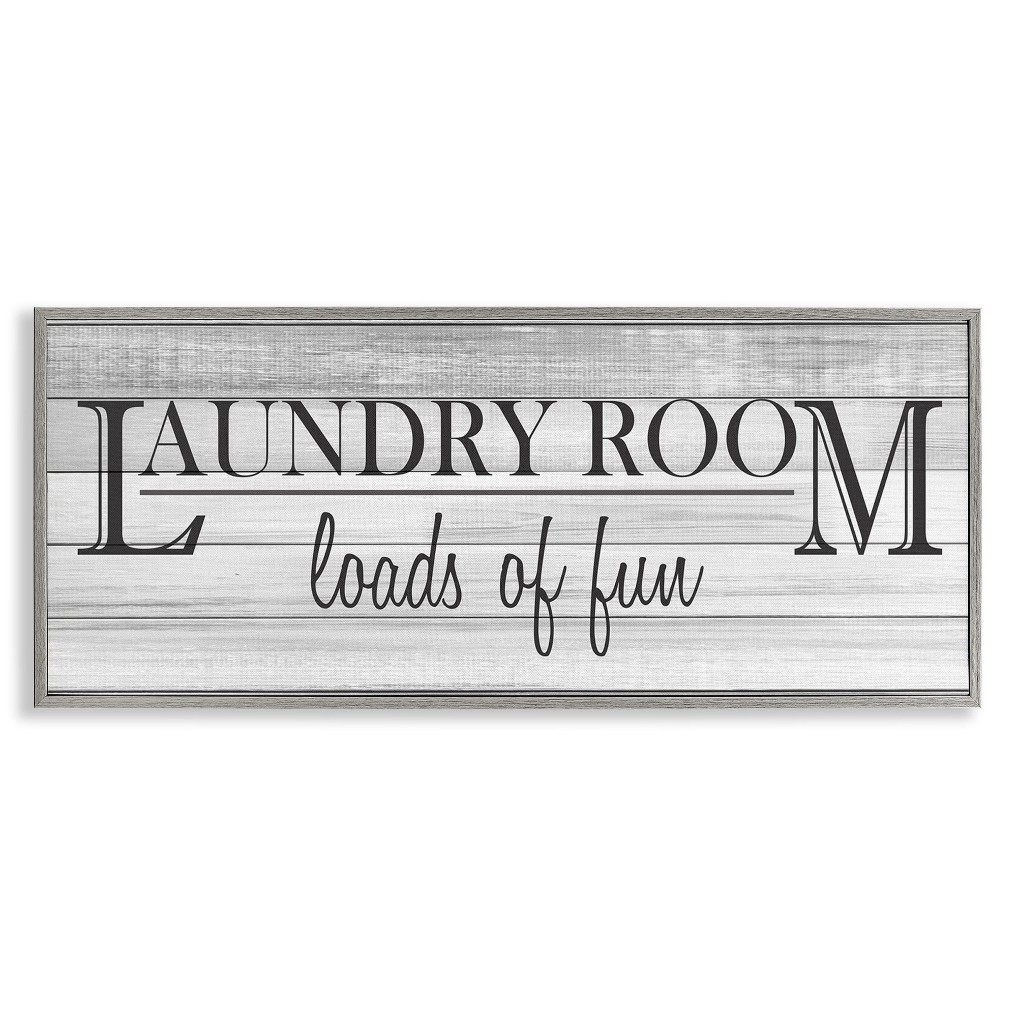 Stupell Industries Fun Laundry Room Funny Word Bathroom Black And White Design, 13 x 30,Design by Kimberly Allen