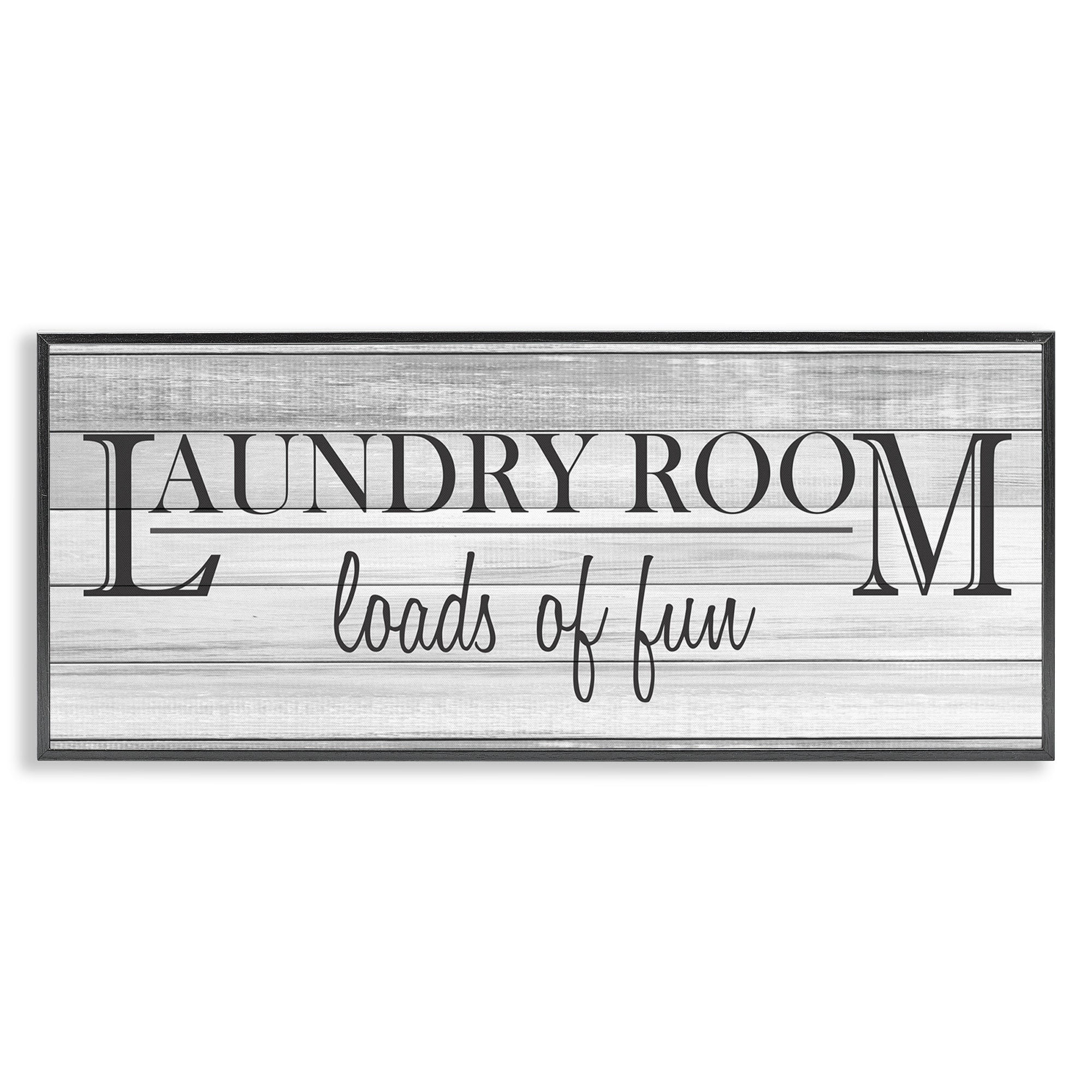 Stupell Industries Fun Laundry Room Funny Word Bathroom Black And White Design, 13 x 30,Design by Kimberly Allen