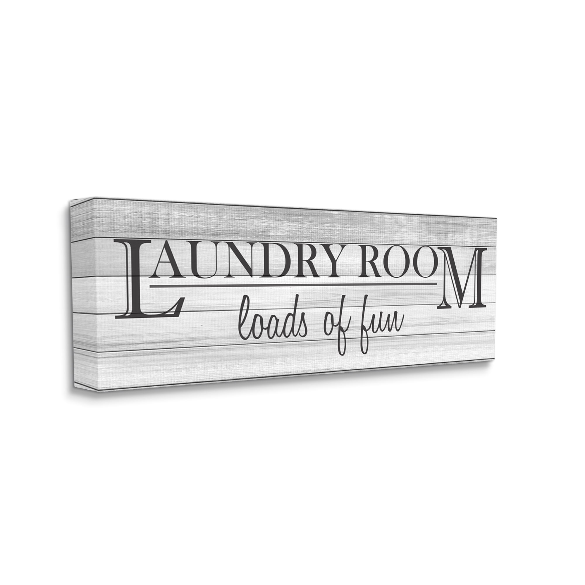 Stupell Industries Fun Laundry Room Funny Word Bathroom Black And White Design, 17 x 40,Design by Kimberly Allen