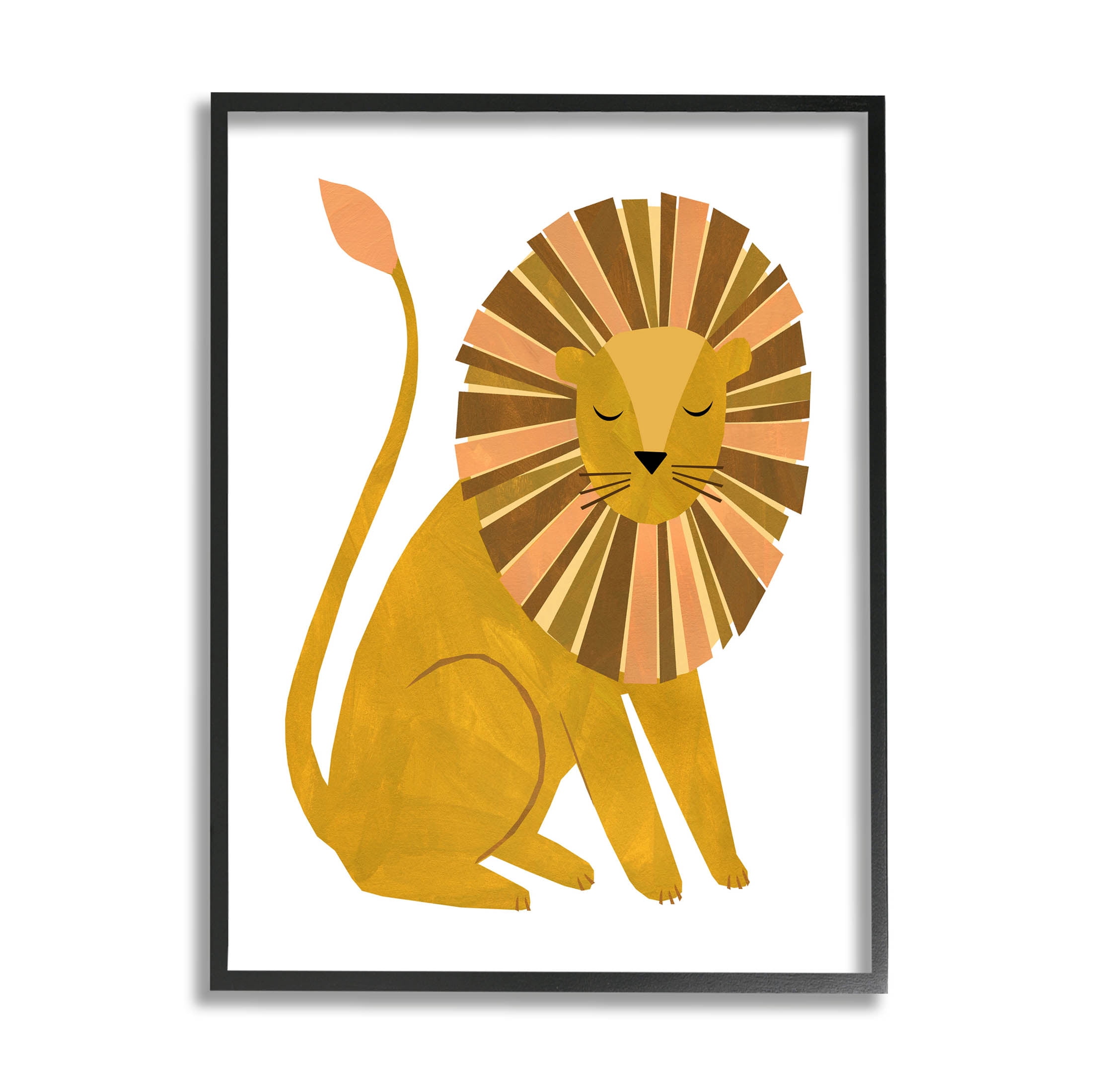 Stupell Industries Fun Lion Mane Wildlife Graphic Art Black Framed Art Print Wall Art, Design by Emily Kopcik