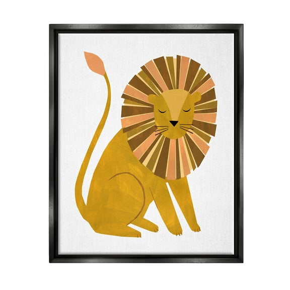 Stupell Industries Fun Lion Mane Wildlife Graphic Art Jet Black Floating Framed Canvas Print Wall Art, Design by Emily Kopcik