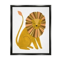 Stupell Industries Fun Lion Mane Wildlife Graphic Art Jet Black Floating Framed Canvas Print Wall Art, Design by Emily Kopcik