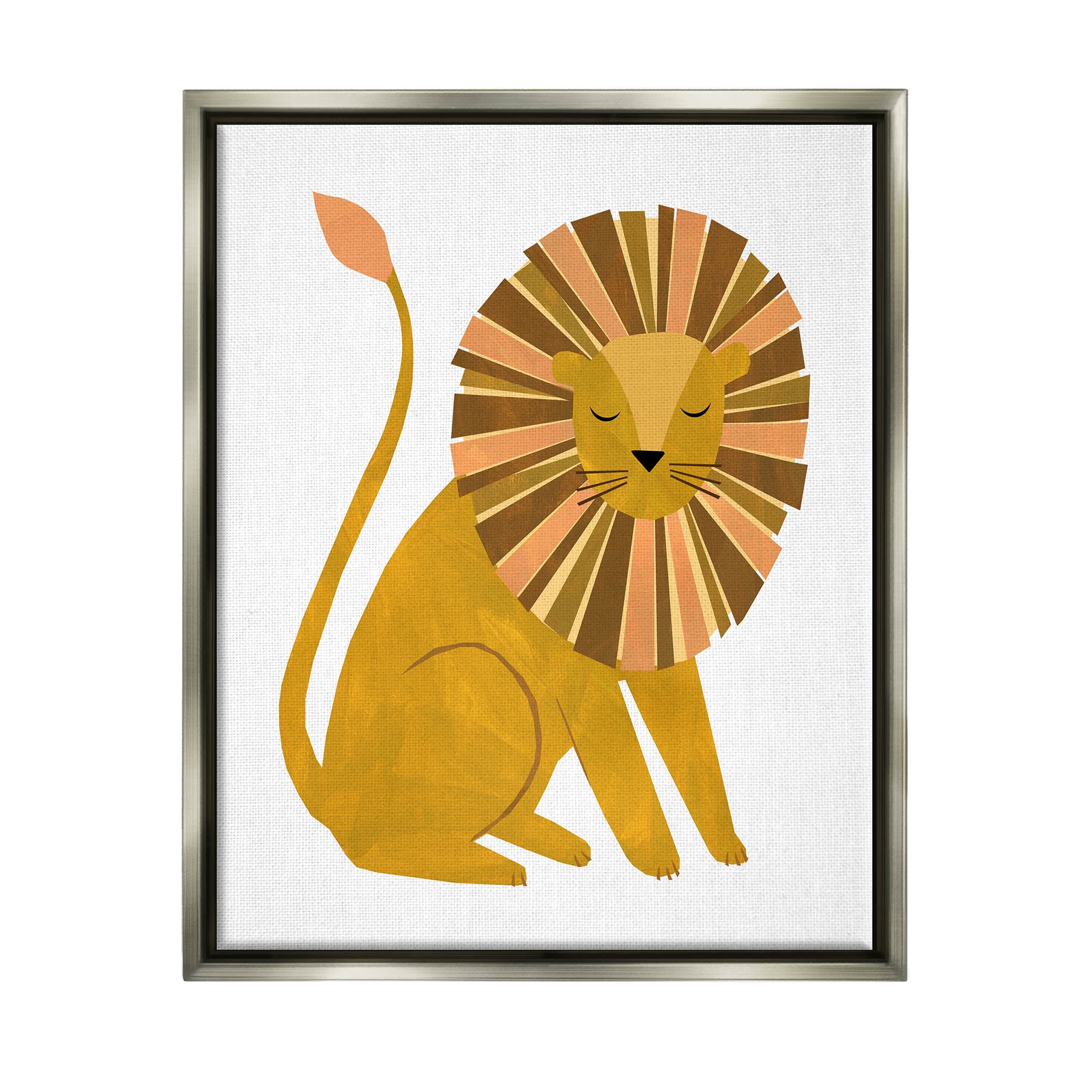 Stupell Industries Fun Lion Mane Wildlife Graphic Art Luster Gray Floating Framed Canvas Print Wall Art, Design by Emily Kopcik