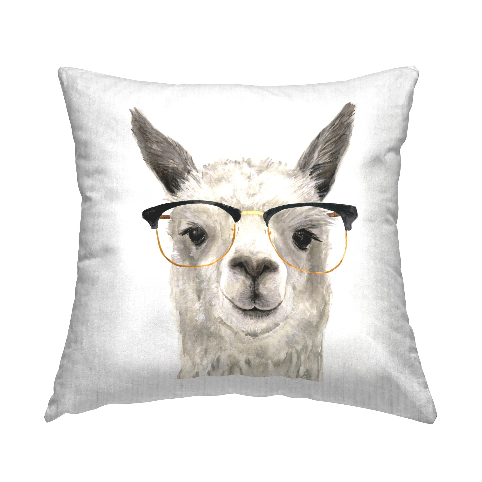 Stupell Industries Fun Llama Wearing Glasses Portrait Square Decorative Printed Throw Pillow, 18 x 18,