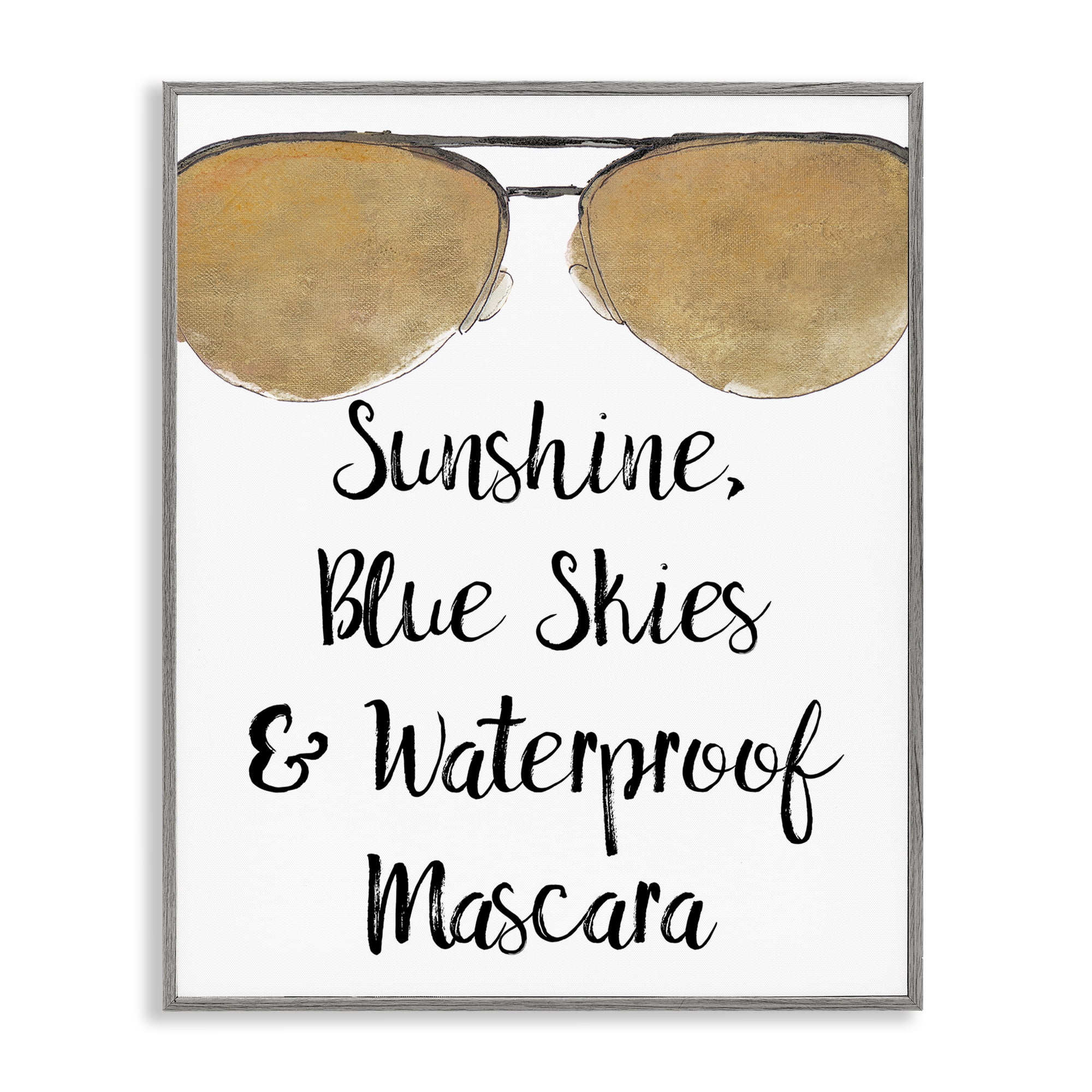 Stupell Industries Fun Mascara Phrase Beauty & Fashion Painting Gray Framed Art Print Wall Art, 24 x 30