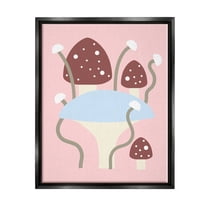 Stupell Industries Fun Mushrooms on Pink Botanical & Floral Painting Black Floater Framed Canvas Art Print Wall Art, 17 x 21