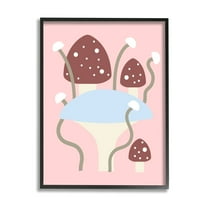 Stupell Industries Fun Mushrooms on Pink Botanical & Floral Painting Black Framed Art Print Wall Art, 11 x 14