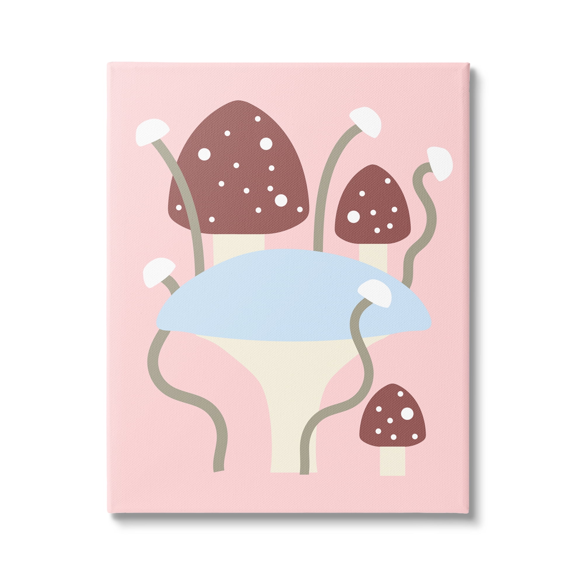 Stupell Industries Fun Mushrooms on Pink Botanical & Floral Painting Gallery Wrapped Canvas Art Print Wall Art, 36 x 48