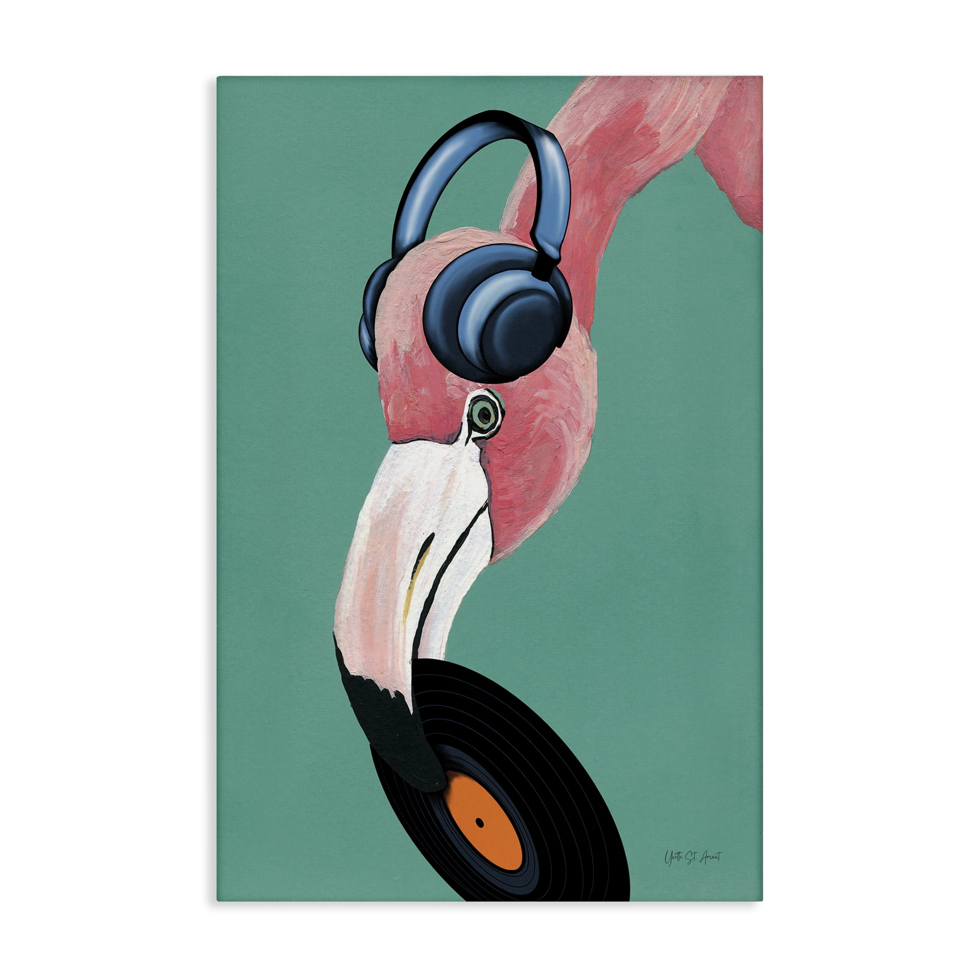 Stupell Industries Fun Musical Flamingo Animals & Insects Painting Gallery Wrapped Canvas Art Print Wall Art, 16 x 24
