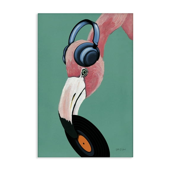 Stupell Industries Fun Musical Flamingo Animals & Insects Painting Gallery Wrapped Canvas Art Print Wall Art, 16 x 24