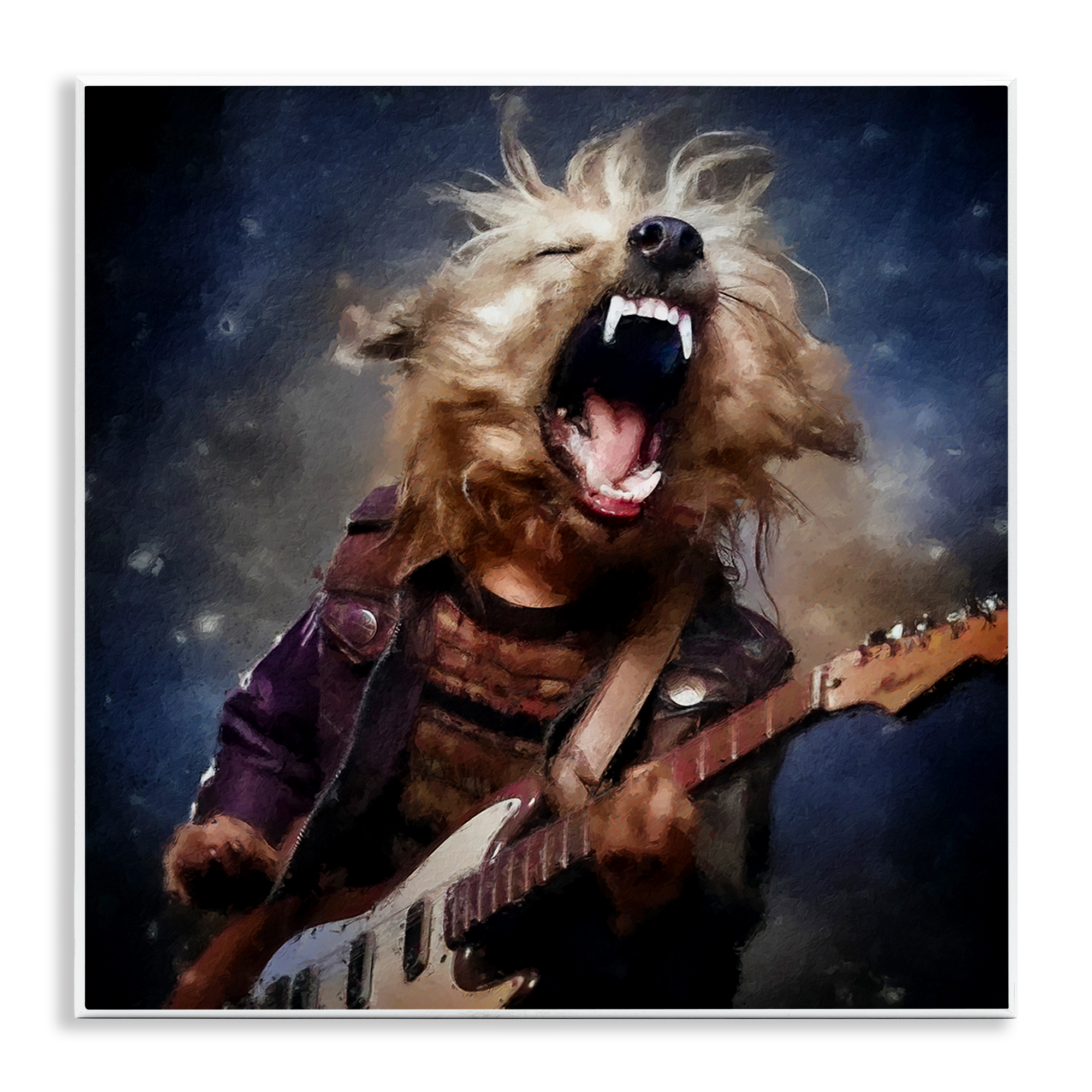 Stupell Industries Fun Musician Terrier Animals Painting Unframed Art Print Wall Art, 12 x 12