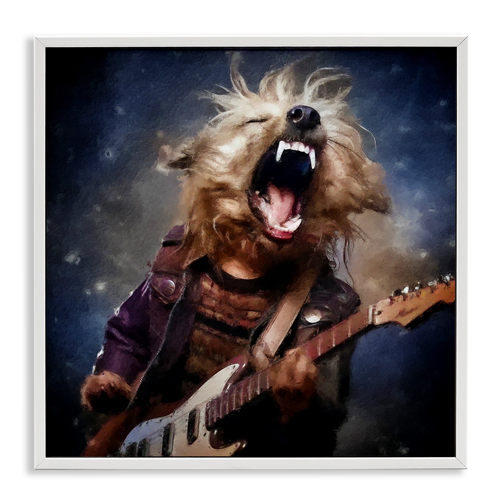 Stupell Industries Fun Musician Terrier Animals Painting White Framed Art Print Wall Art, 17 x 17