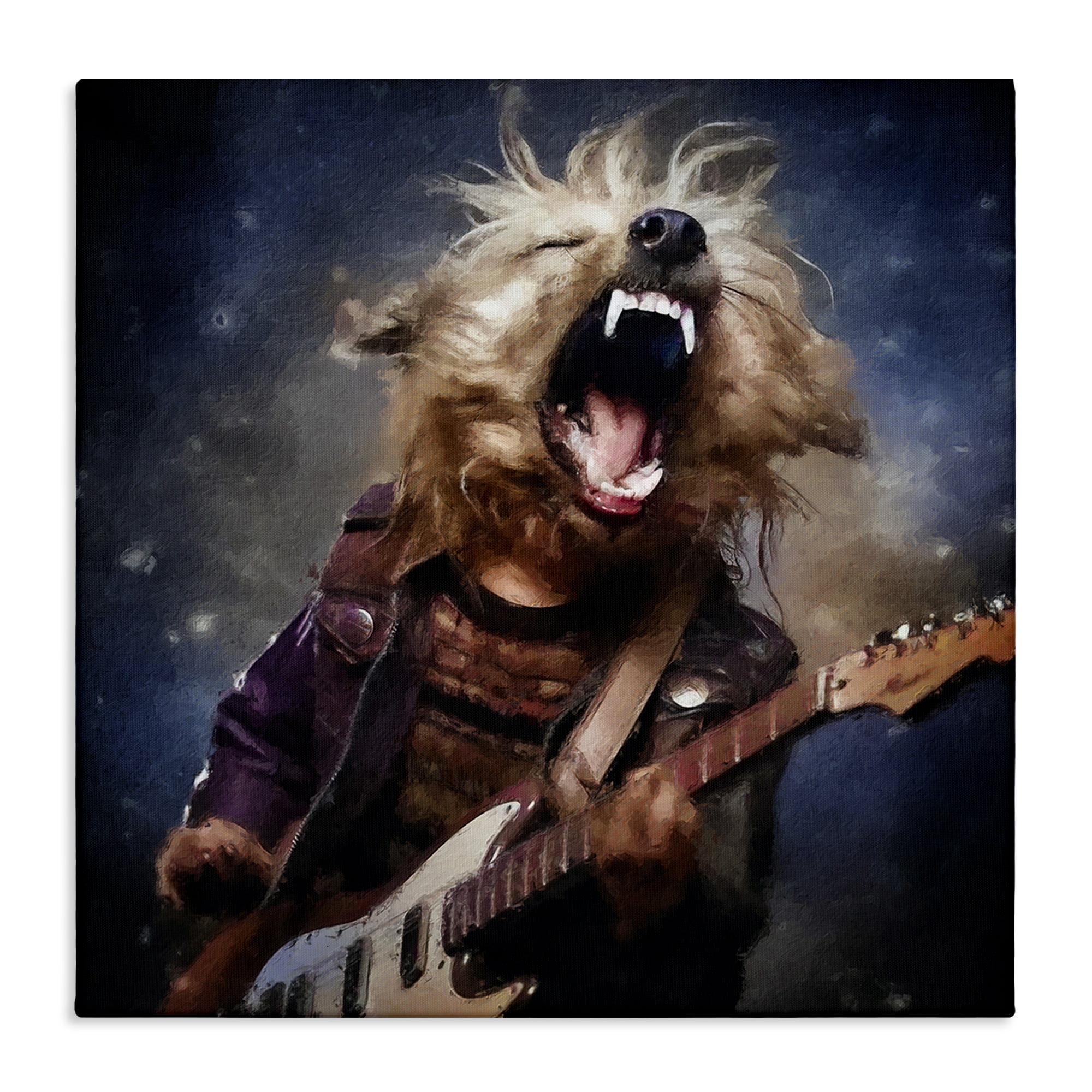 Stupell Industries Fun Musician Terrier Animals Painting Wrapped Canvas Art Print Wall Art, 36 x 36