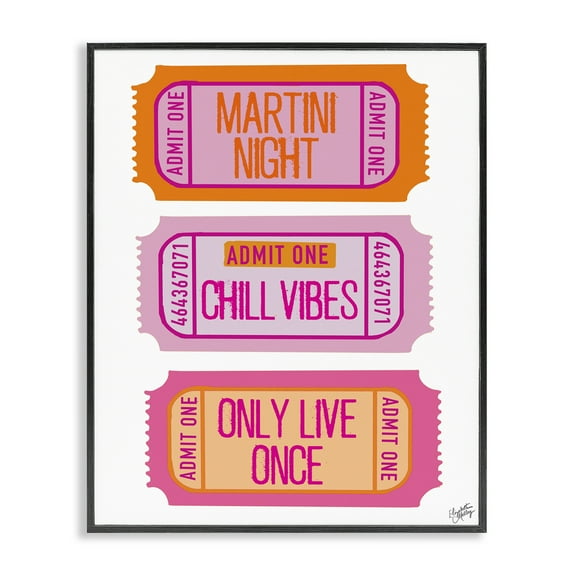 Stupell Industries Fun Party Phrase Tickets Text & Numbers Painting Black Framed Art Print Wall Art, 11 x 14