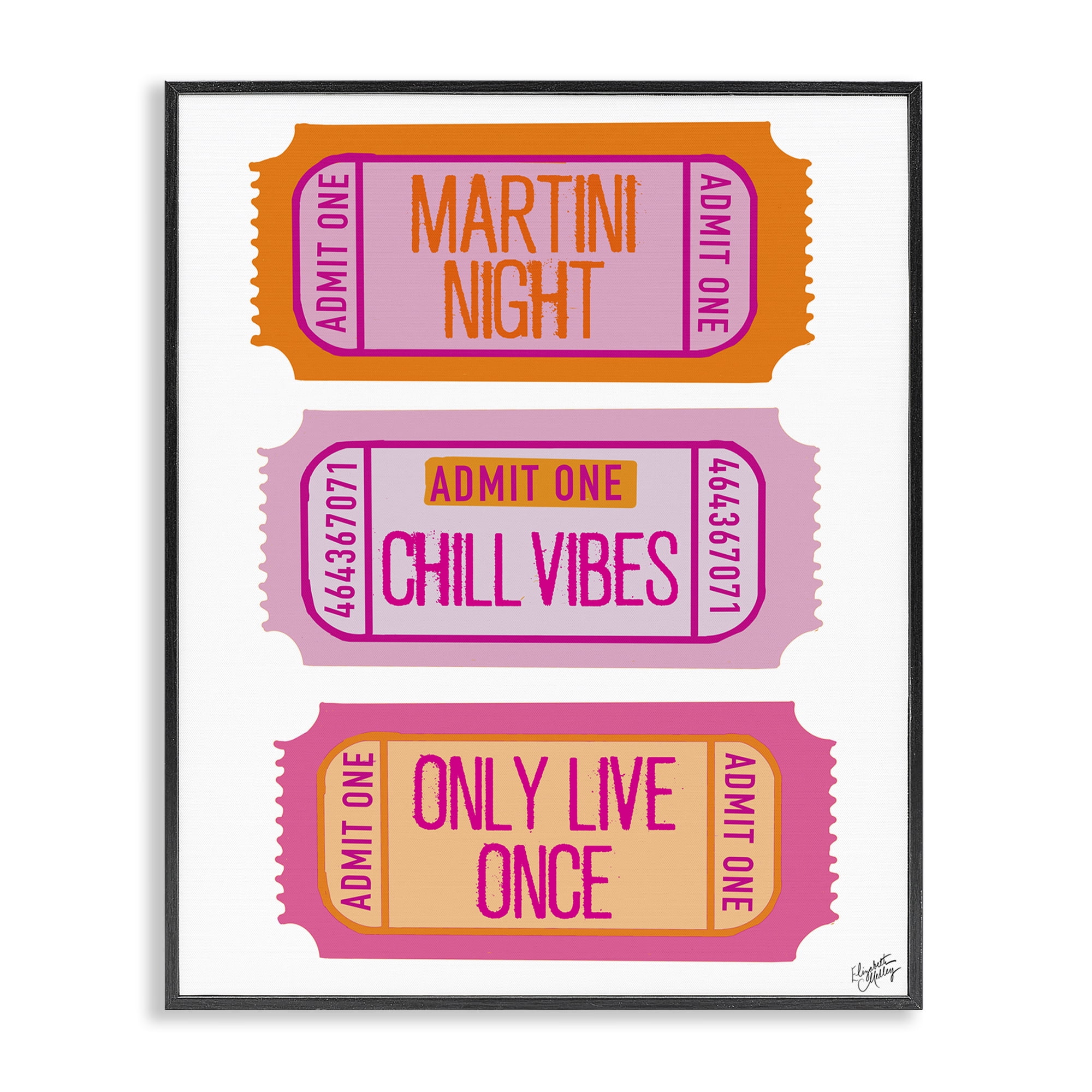 Stupell Industries Fun Party Phrase Tickets Text & Numbers Painting Black Framed Art Print Wall Art, 16 x 20